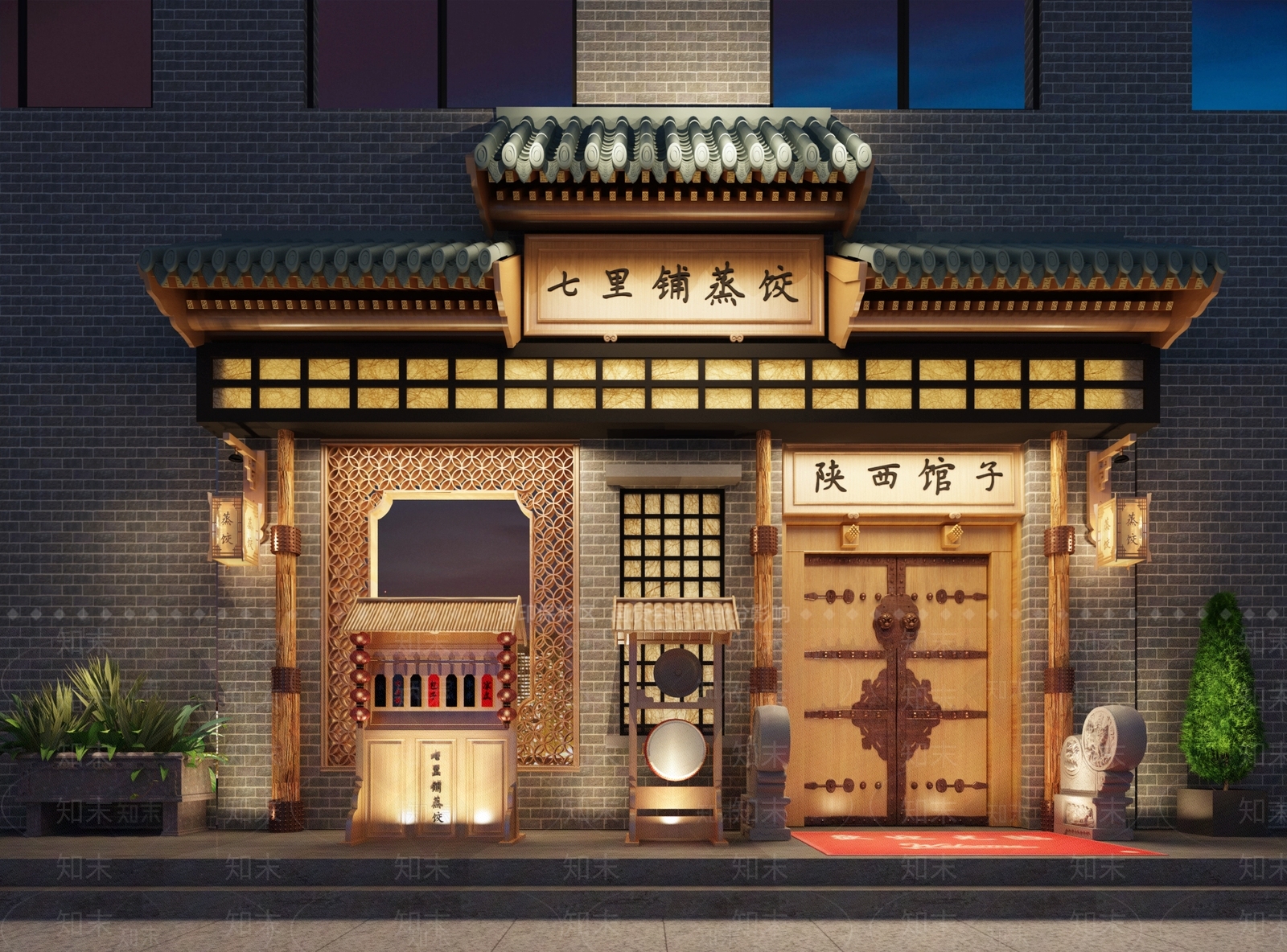 新中式中式中餐厅3D模型下载【ID:1200331665】