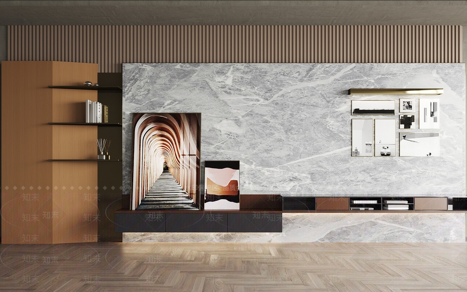 现代轻奢电视背景墙3D模型下载【ID:1200331352】