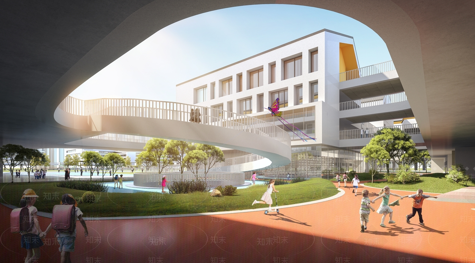 新中式现代学校建筑SU模型下载【ID:1200331730】