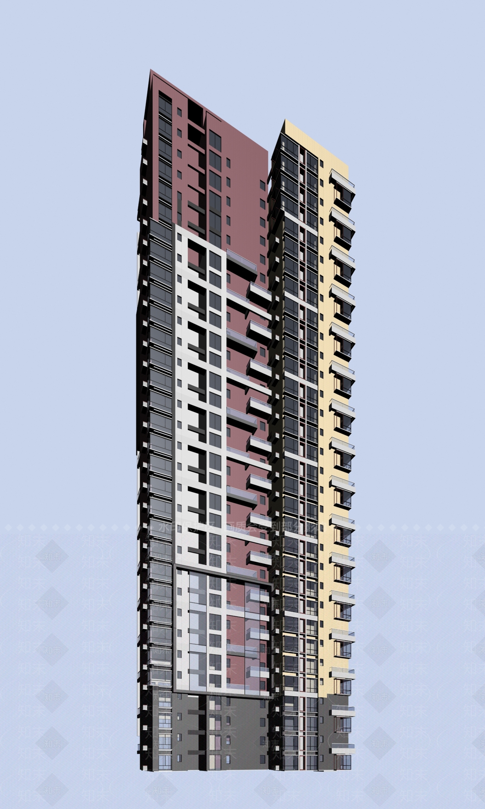 现代高层住宅3D模型下载【ID:1200332397】