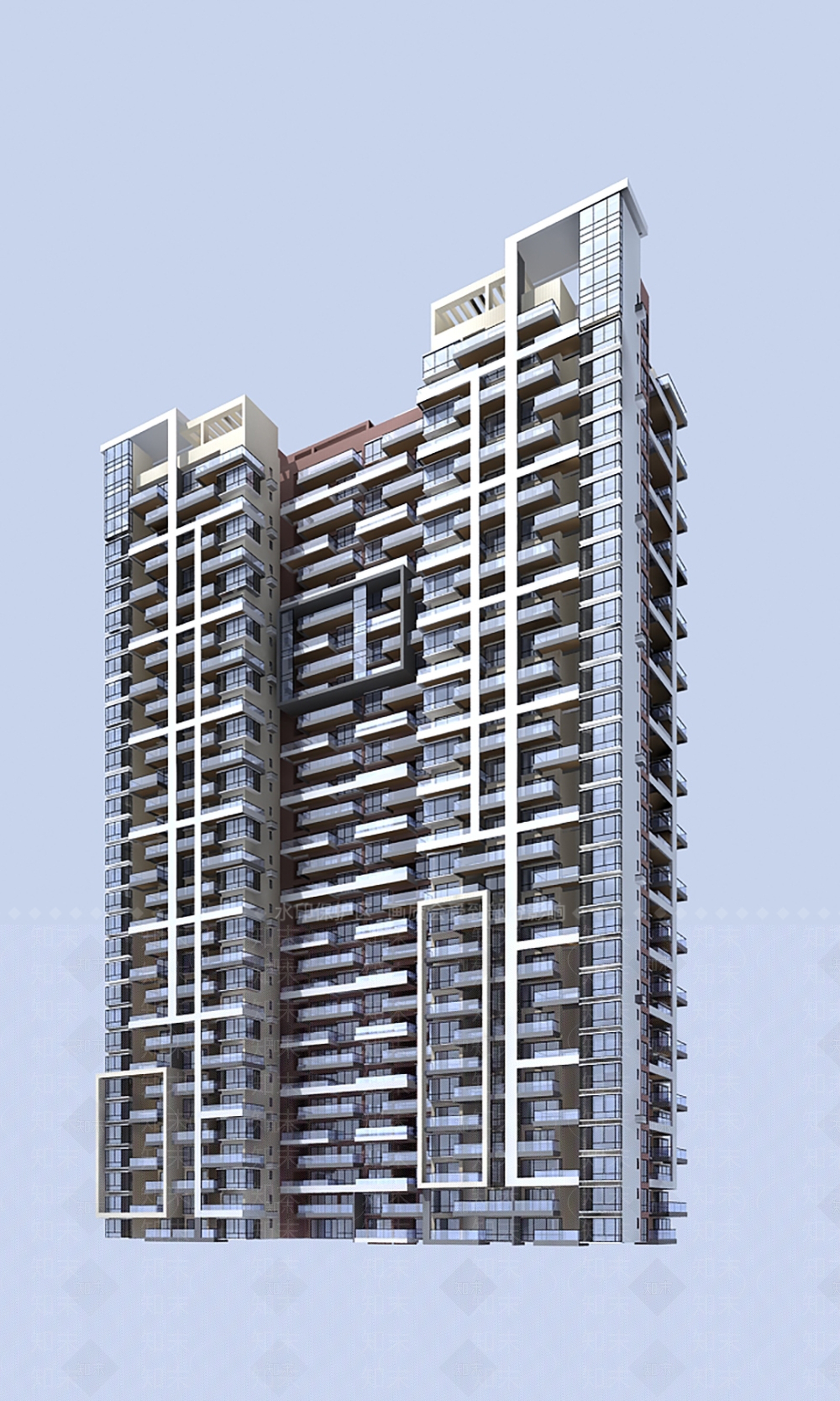现代高层住宅3D模型下载【ID:1200332397】