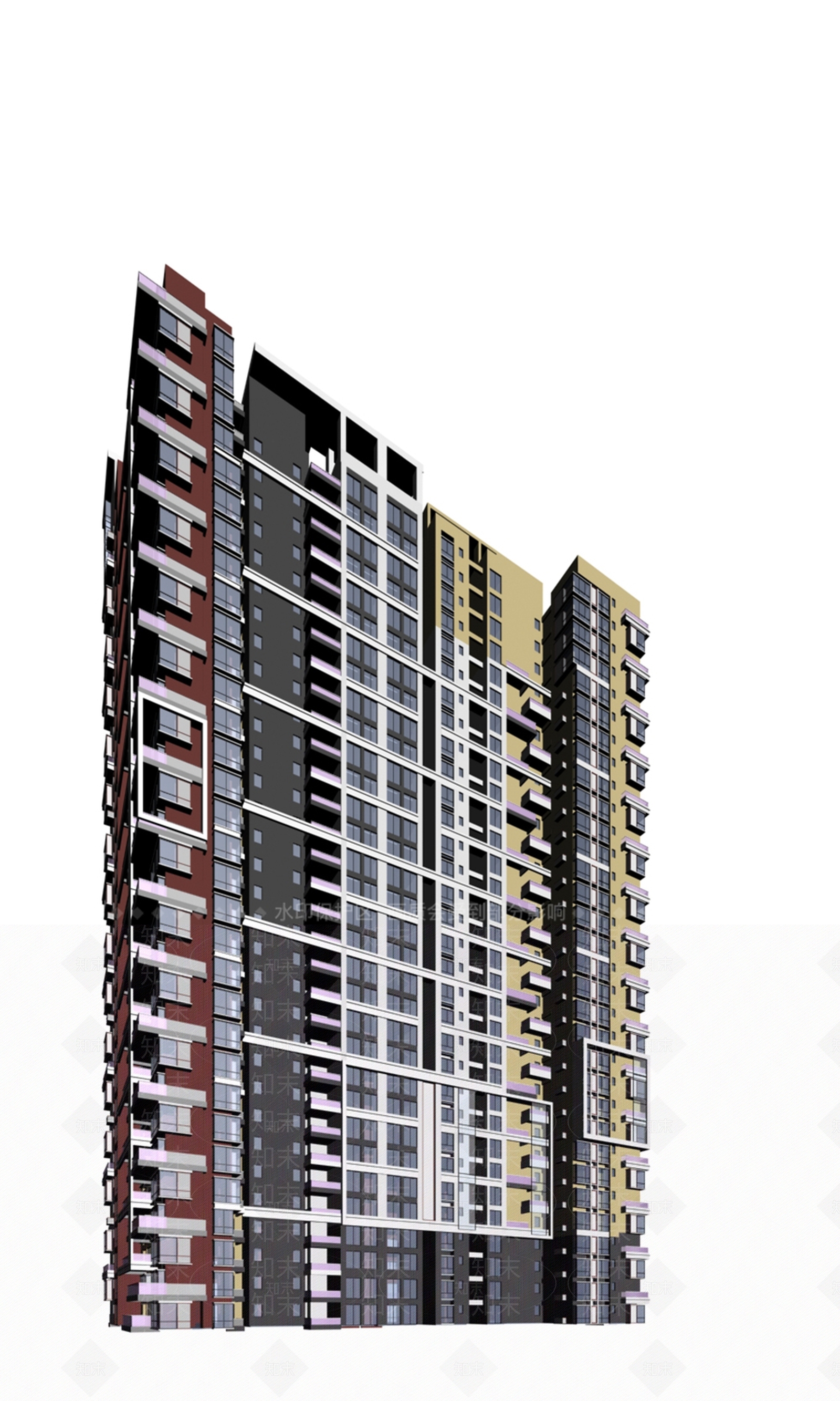 现代高层住宅3D模型下载【ID:1200332397】