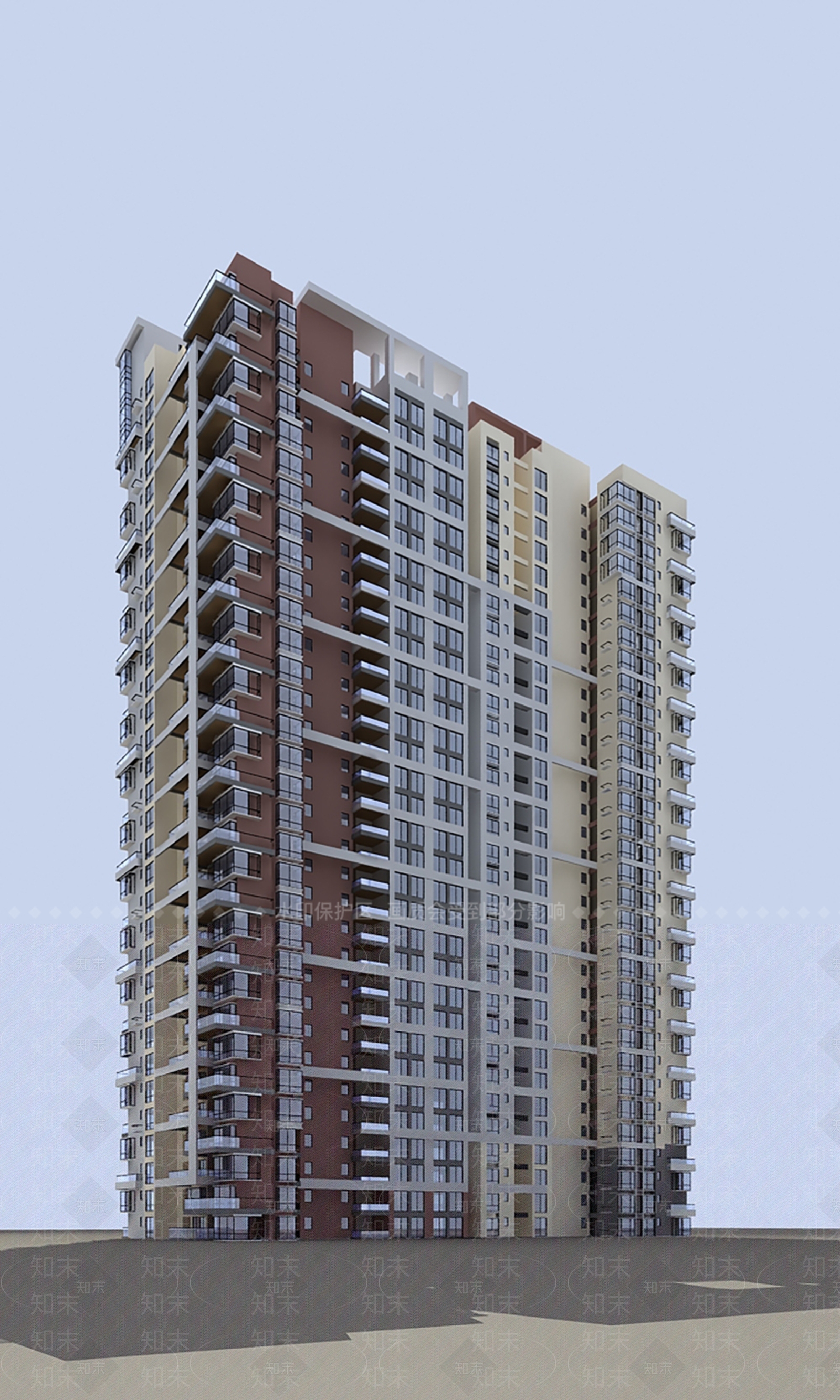 现代高层住宅3D模型下载【ID:1200332397】