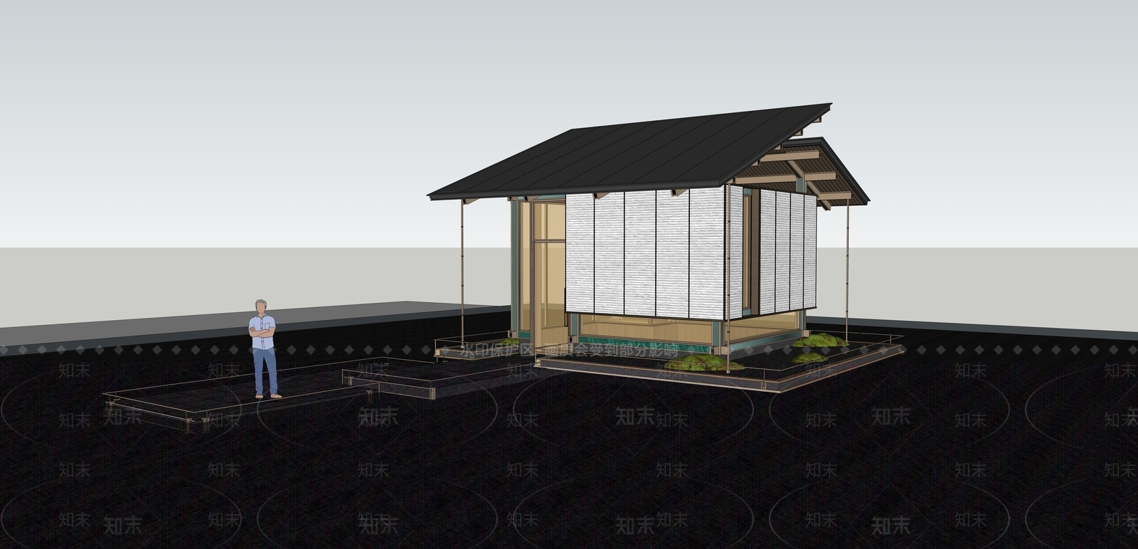 禅意日式住宅区景观SU模型下载【ID:1200334534】