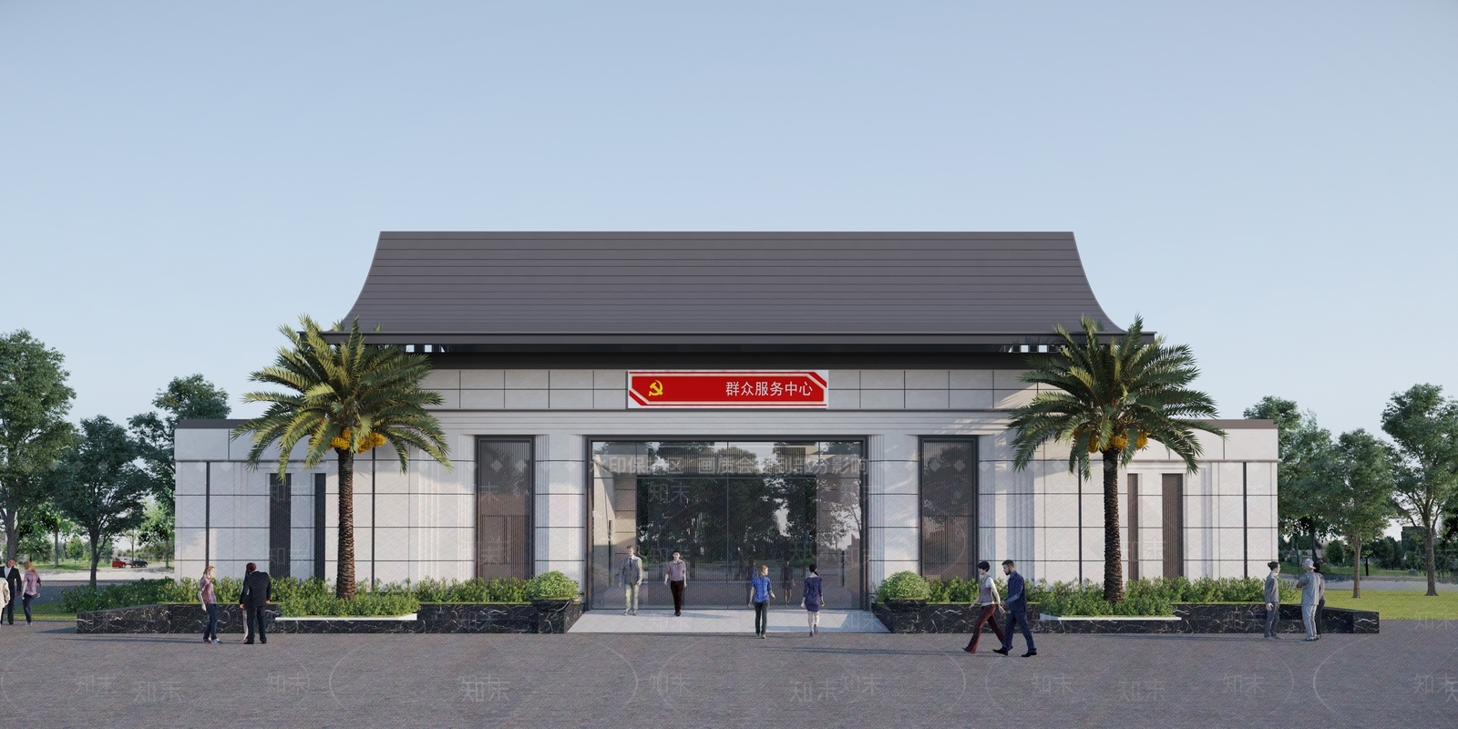 新中式简约小公建SU模型下载【ID:1200336046】
