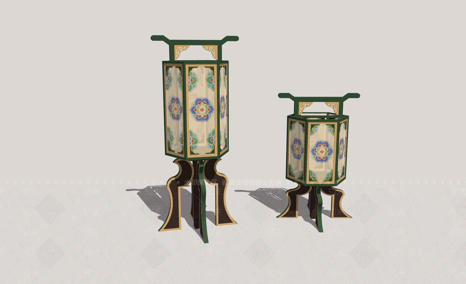 新中式中式落地灯SU模型下载【ID:1200336589】