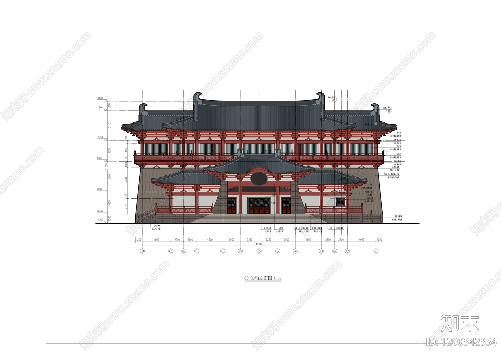 仿古建筑施工图下载【ID:1200342354】