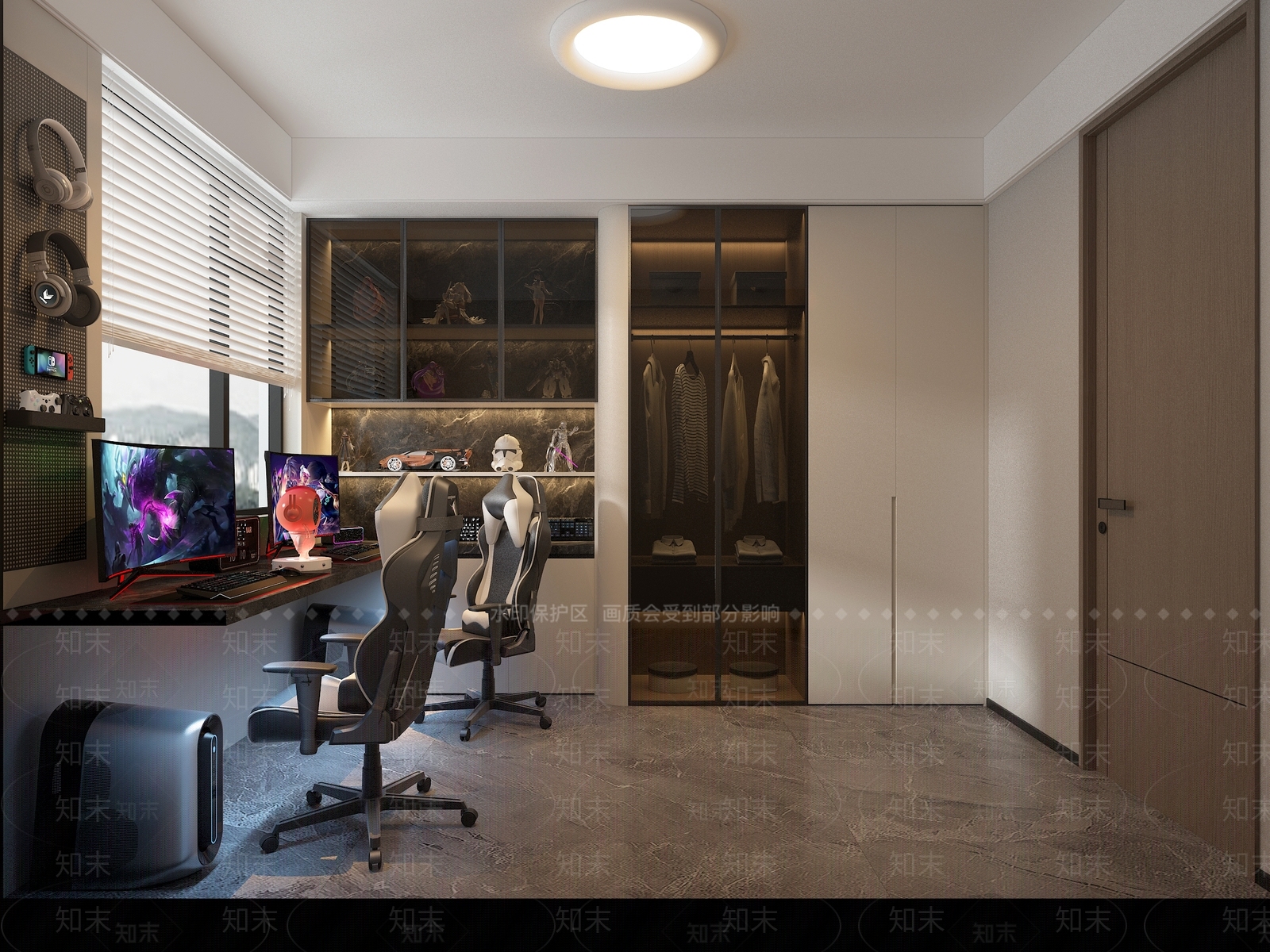 现代极简书房3D模型下载【ID:1200341616】