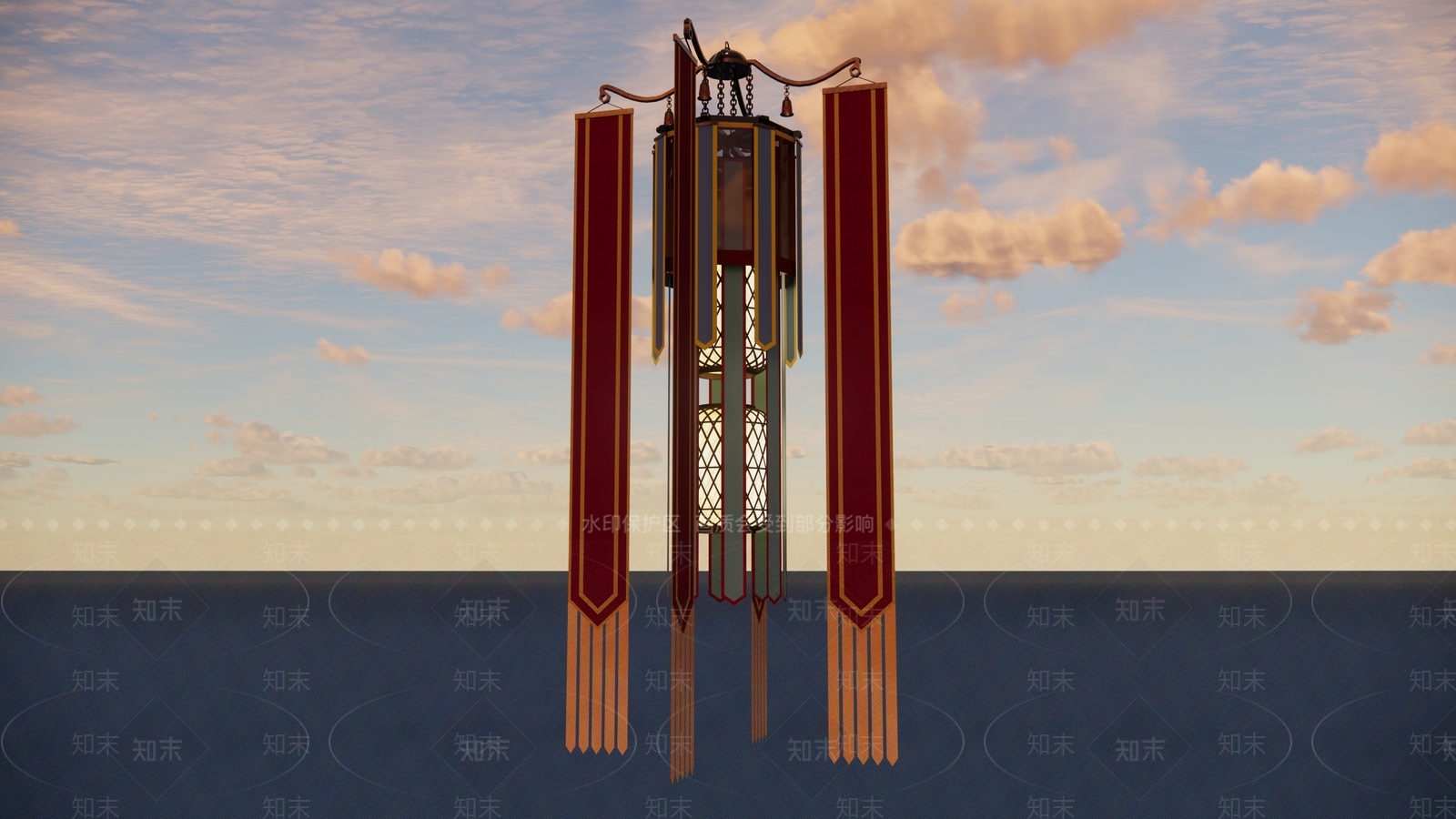 中式复古灯笼SU模型下载【ID:1200341864】