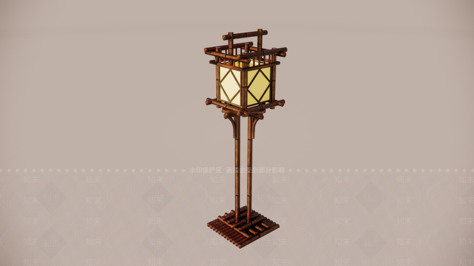 中式复古落地灯SU模型下载【ID:1200342881】