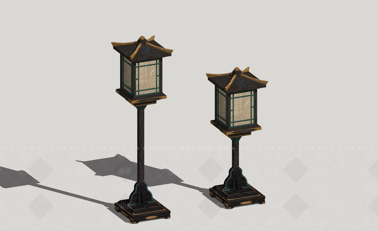 中式新中式落地灯SU模型下载【ID:1200343567】