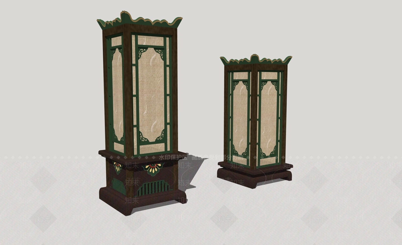 新中式中式落地灯SU模型下载【ID:1200343790】