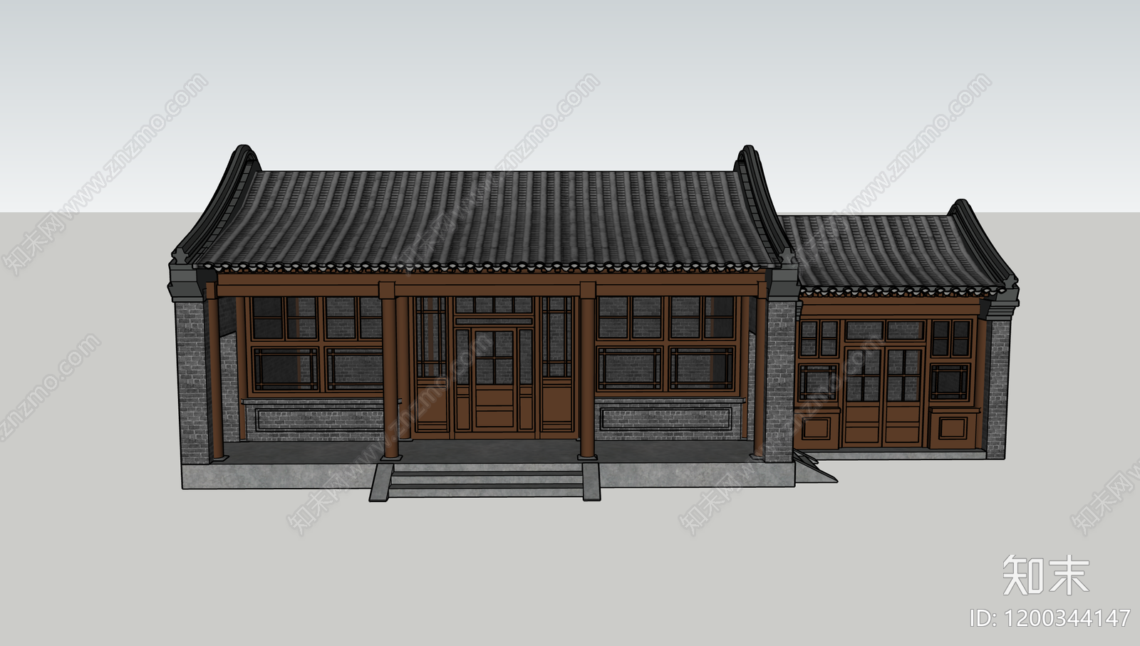 新中式中式古建筑SU模型下载【ID:1200344147】