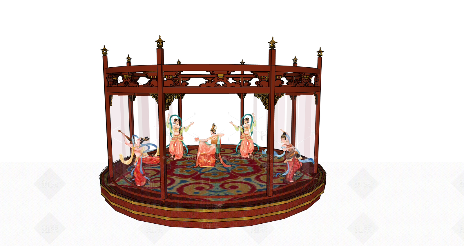 新中式中式艺术装置SU模型下载【ID:1200344209】