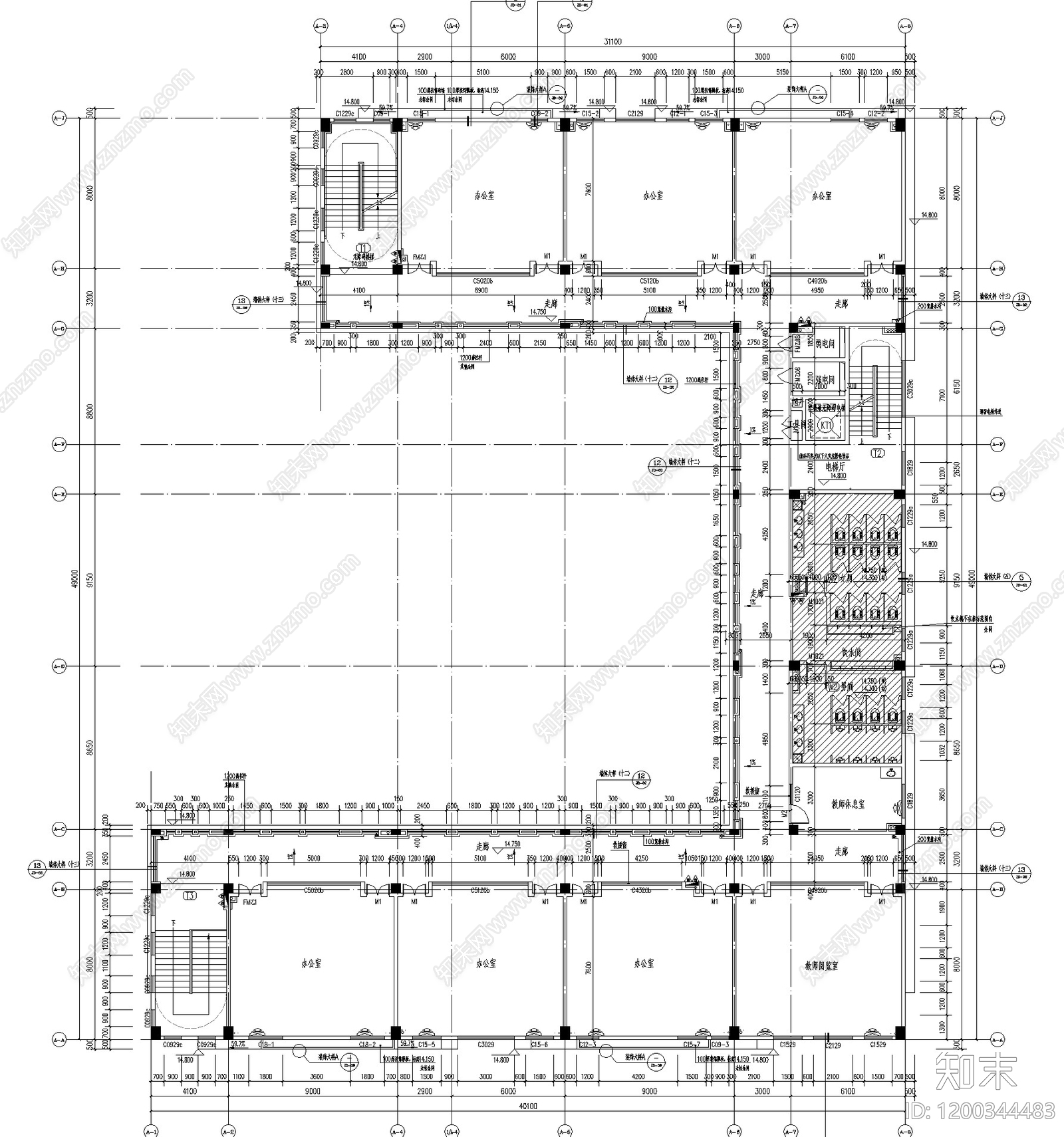 现代学校建筑cad施工图下载【ID:1200344483】