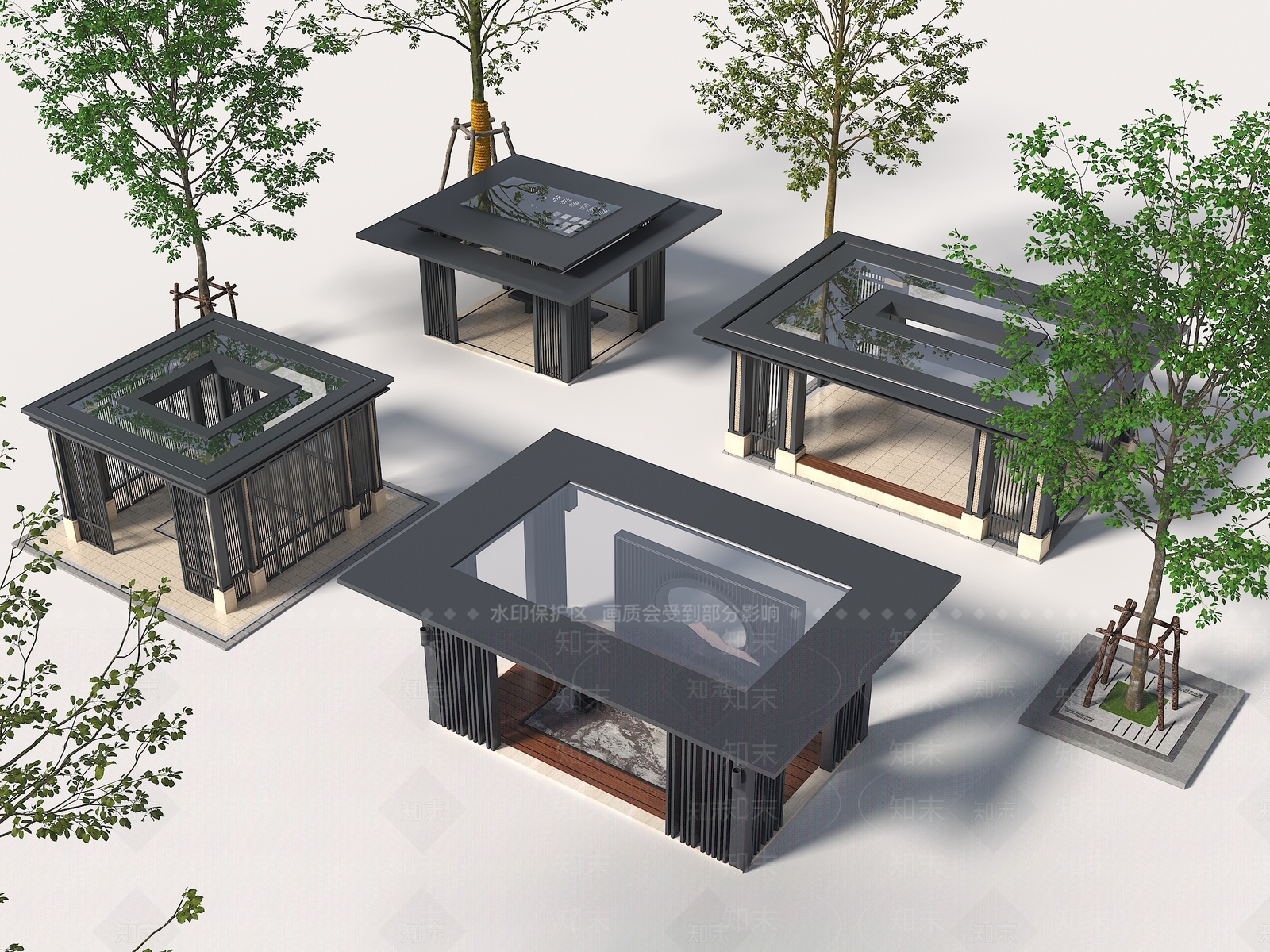 现代新中式景观亭3D模型下载【ID:1200347762】