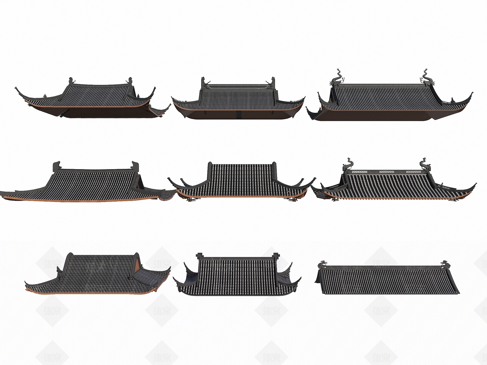 中式屋檐3D模型下载【ID:1200347893】
