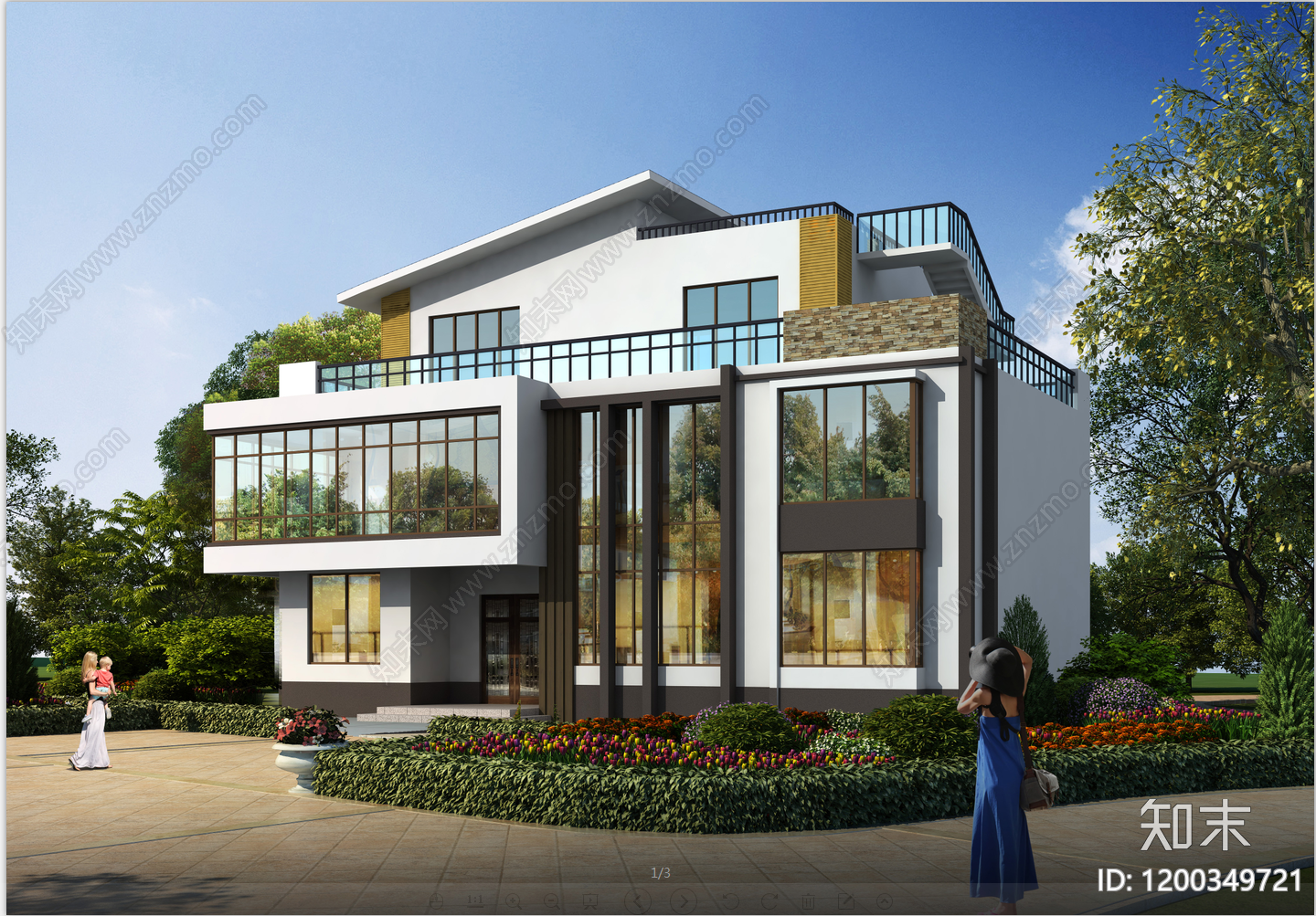 现代简约别墅建筑施工图下载【ID:1200349721】