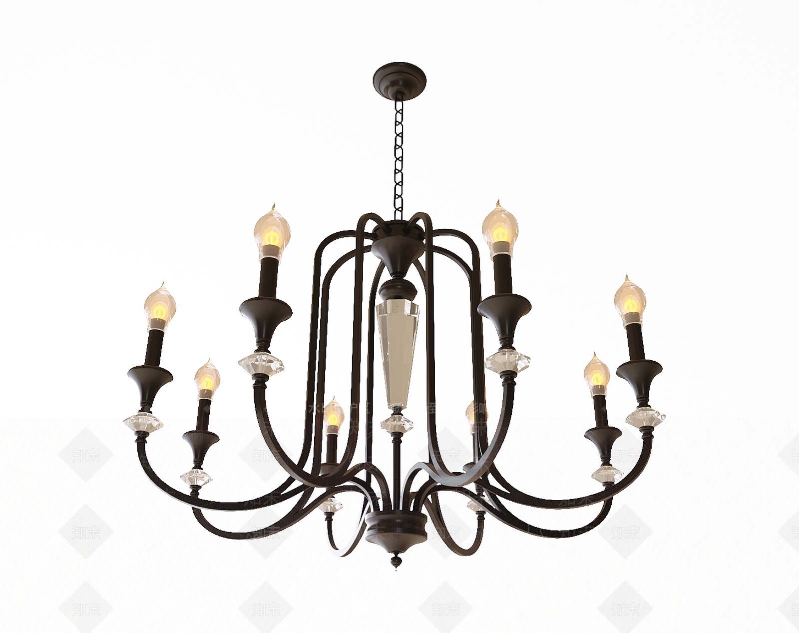 法式美式吊灯3D模型下载【ID:1200350520】