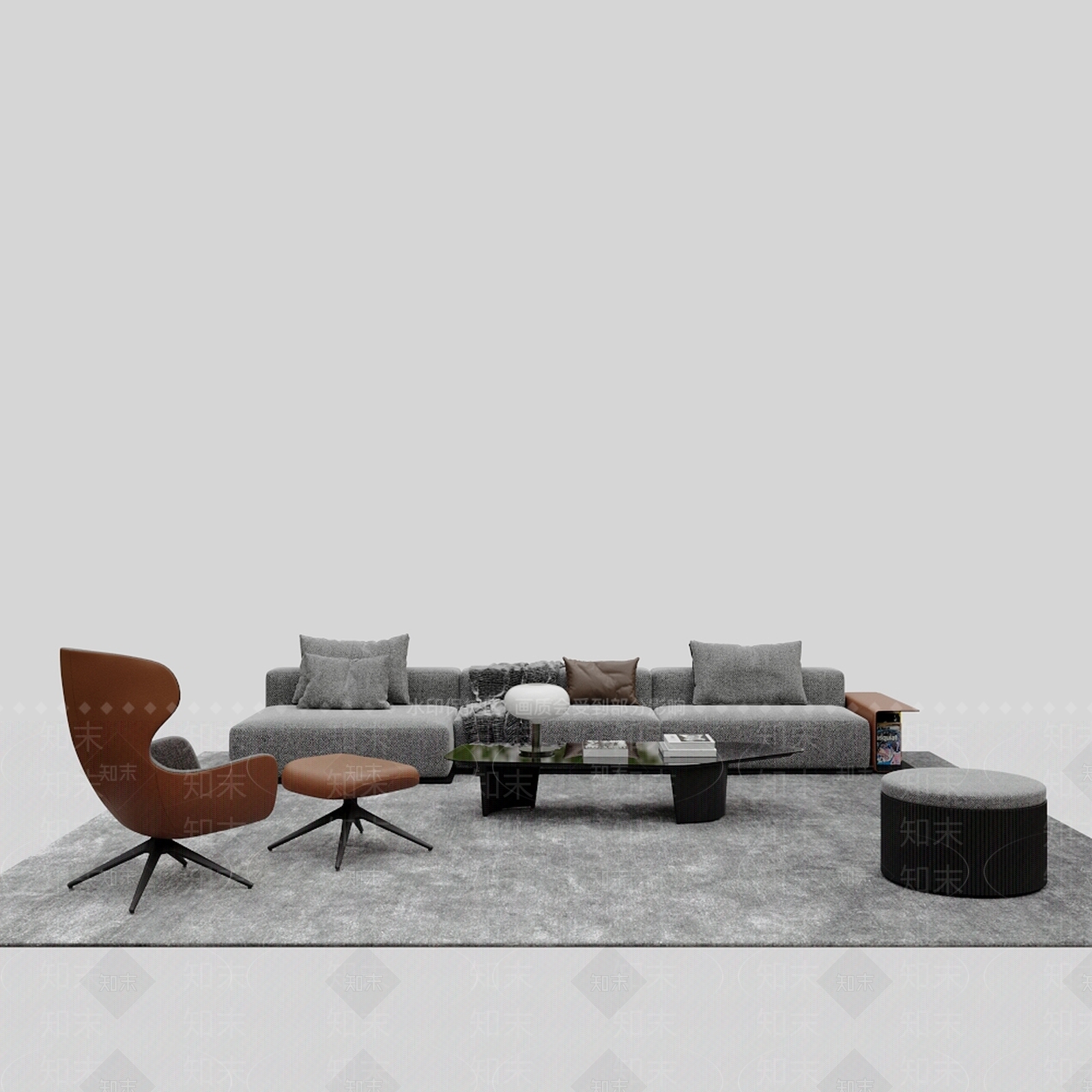 现代简约沙发组合3D模型下载【ID:1200354871】