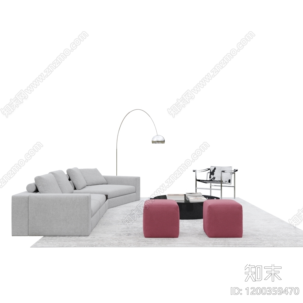 现代简约沙发组合3D模型下载【ID:1200359470】