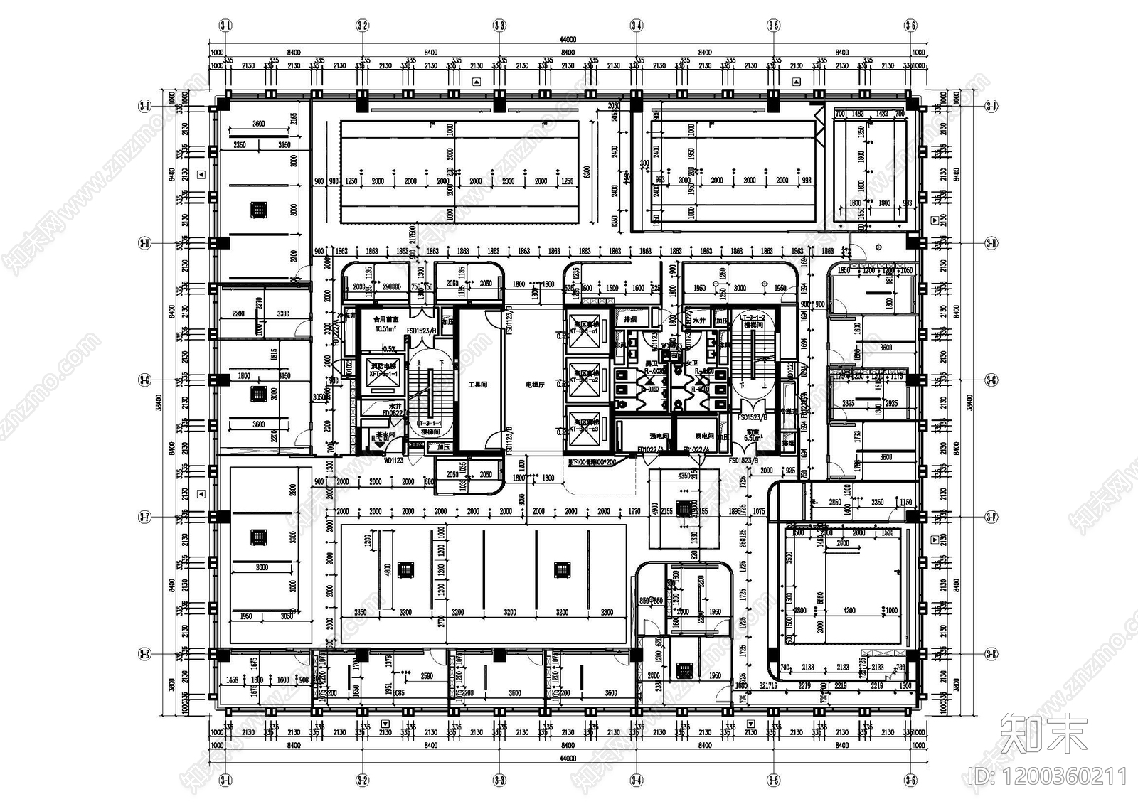 现代整体办公空间cad施工图下载【ID:1200360211】