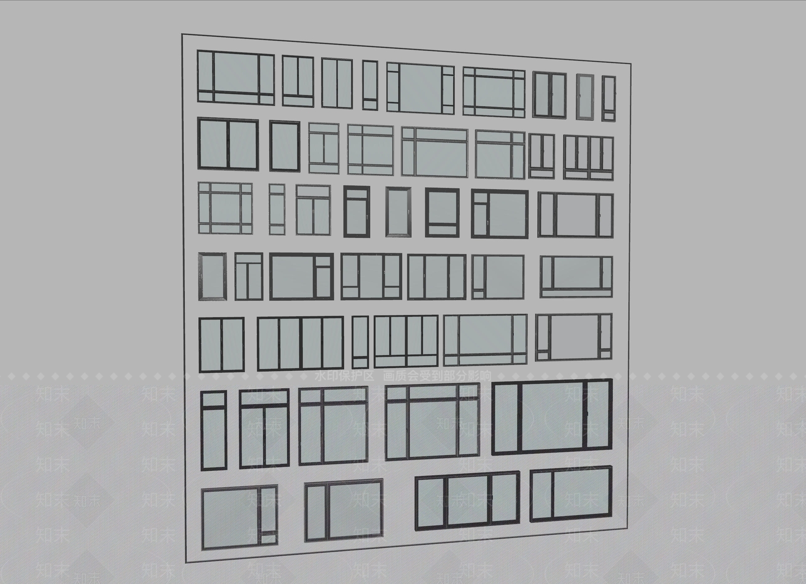 现代简约窗户组合SU模型下载【ID:1200360919】