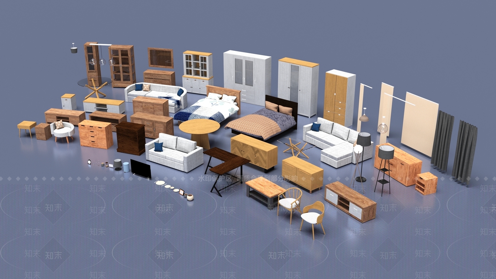 现代床头柜3D模型下载【ID:1200361902】