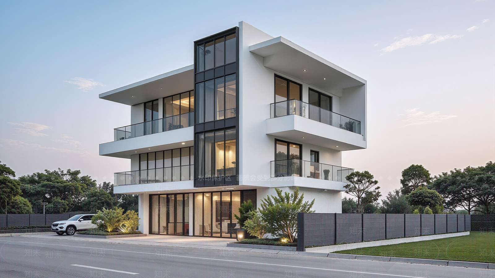 现代简约独栋别墅SU模型下载【ID:1200363134】