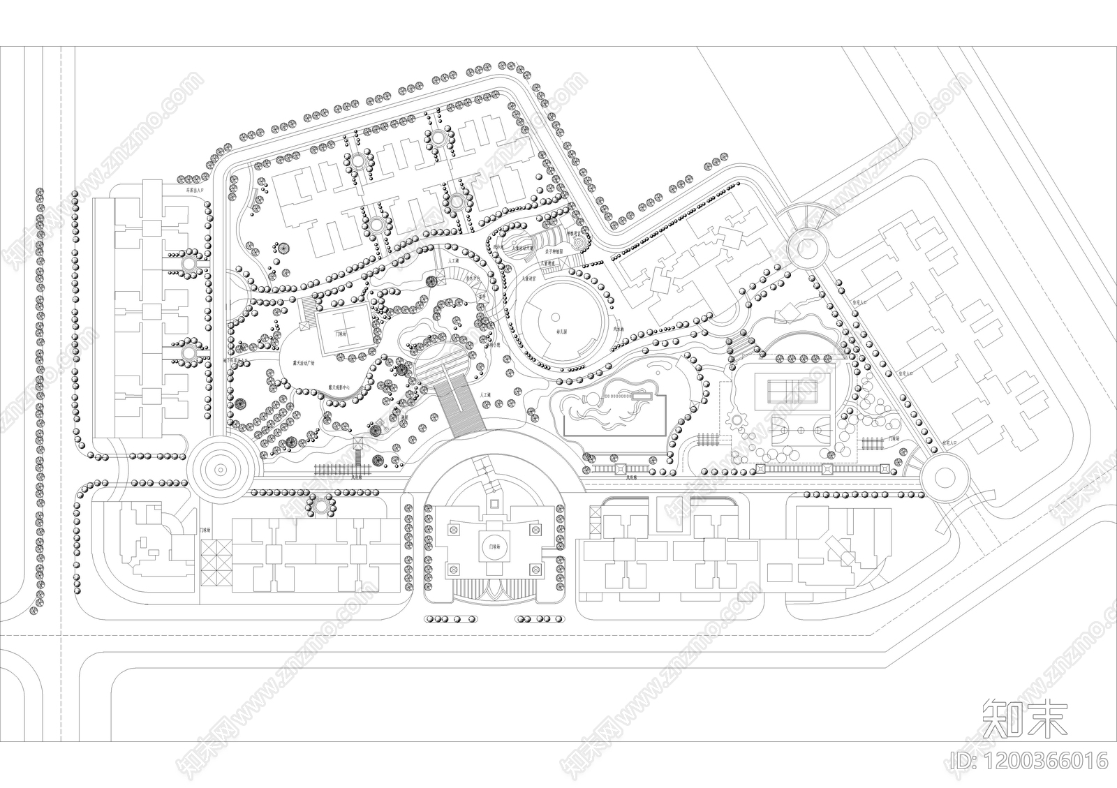 小区中心广场施工图下载【ID:1200366016】