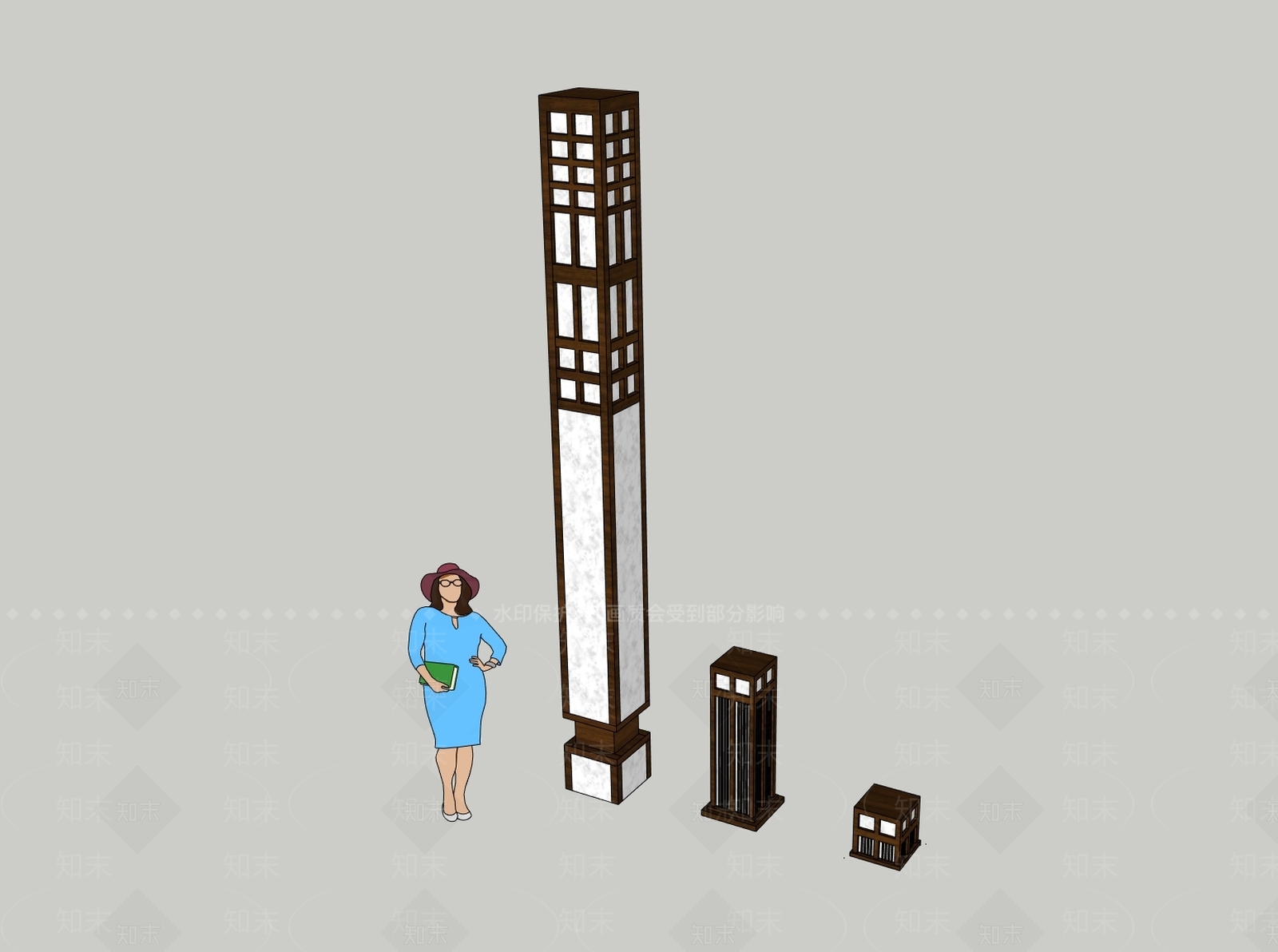 新中式中式草坪灯SU模型下载【ID:1200367070】