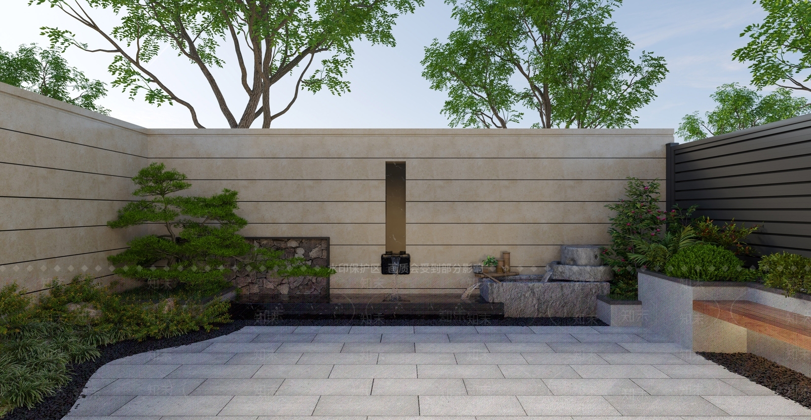 现代新中式庭院3D模型下载【ID:1200367262】