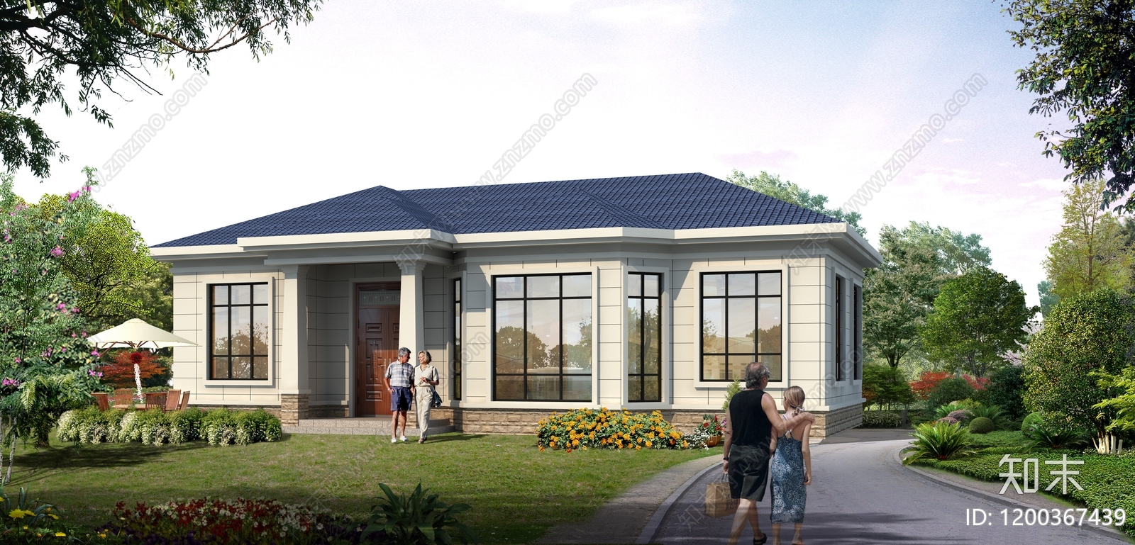 简欧欧式别墅建筑施工图下载【ID:1200367439】