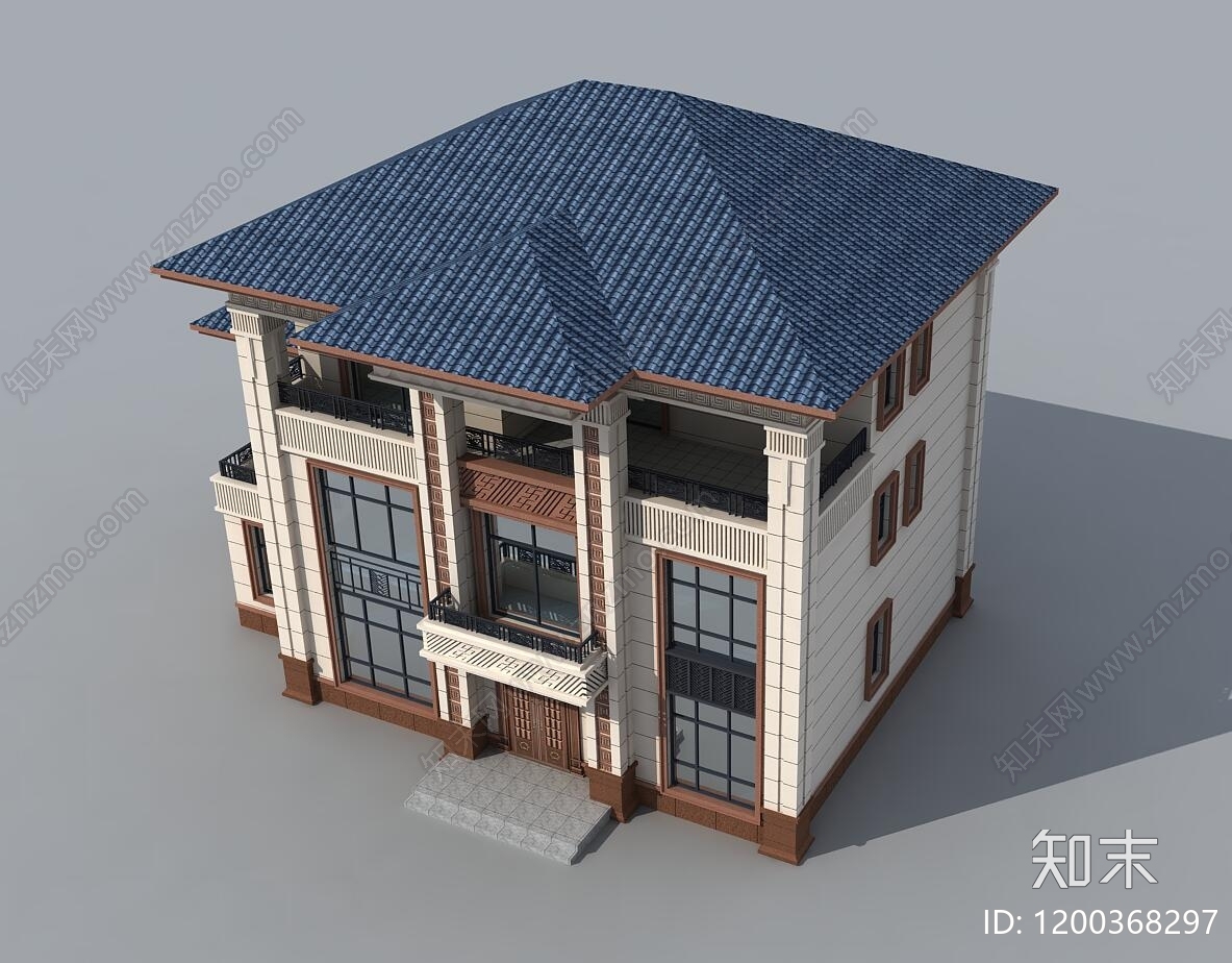 新中式现代别墅建筑cad施工图下载【ID:1200368297】