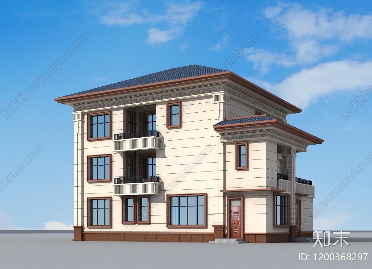 新中式现代别墅建筑cad施工图下载【ID:1200368297】