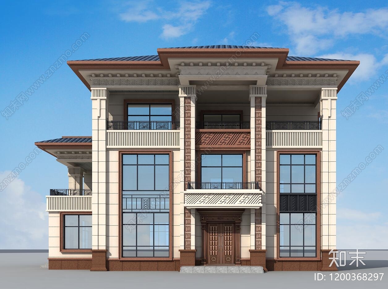 新中式现代别墅建筑施工图下载【ID:1200368297】