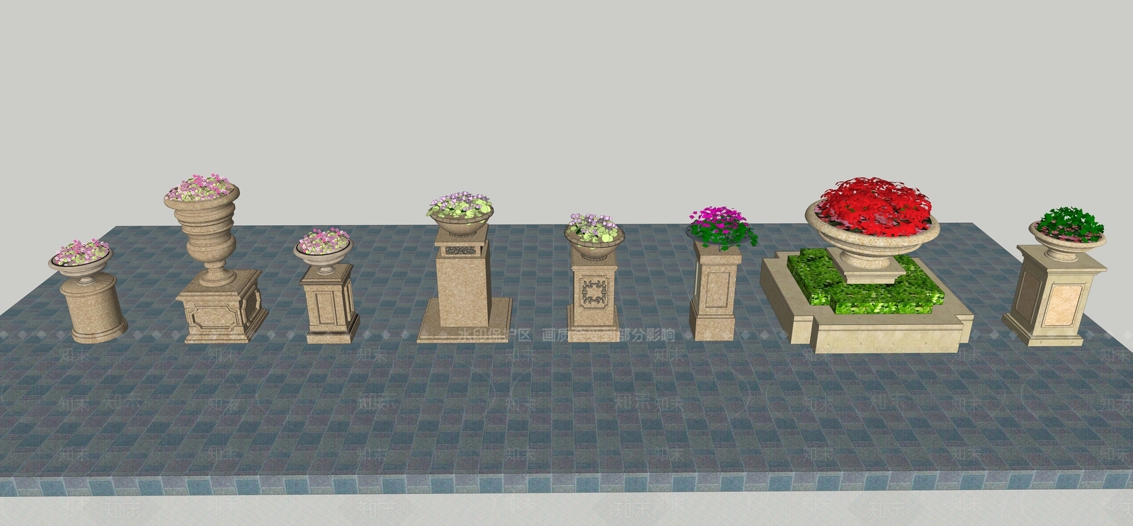 欧式其他景观小品SU模型下载【ID:1200370604】