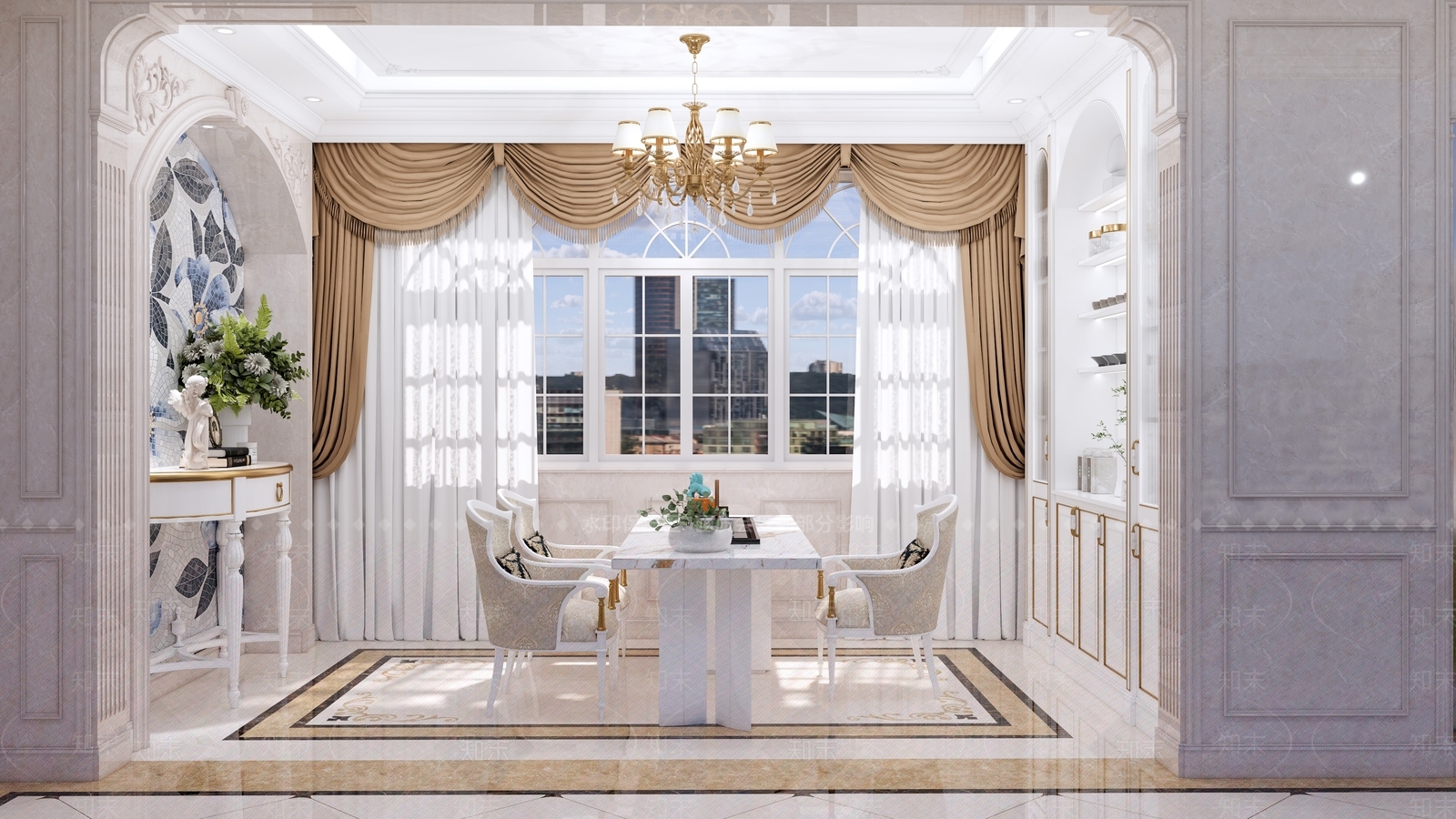 欧式茶室SU模型下载【ID:1200372382】