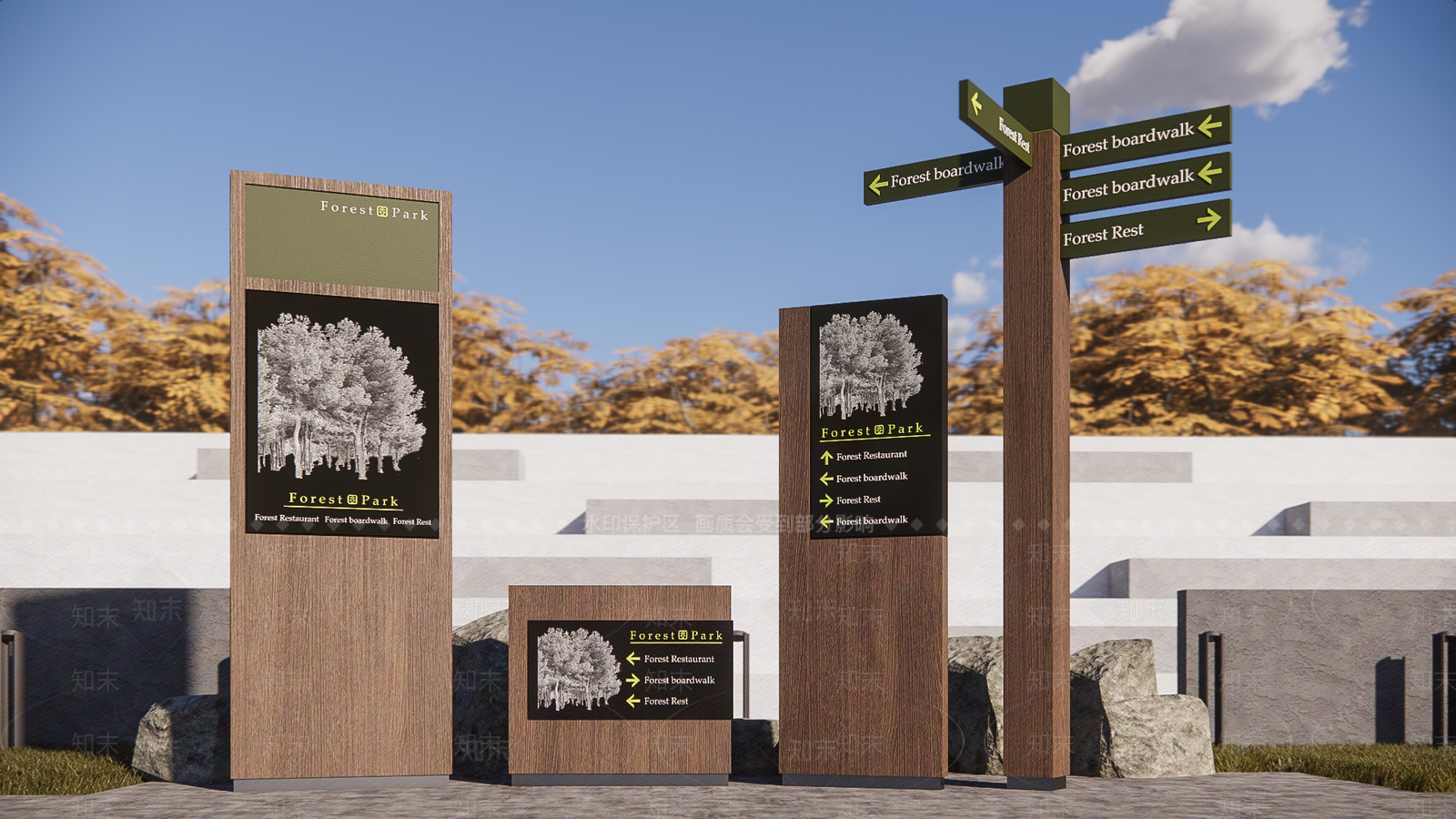 原木北欧标识标牌SU模型下载【ID:1200372611】