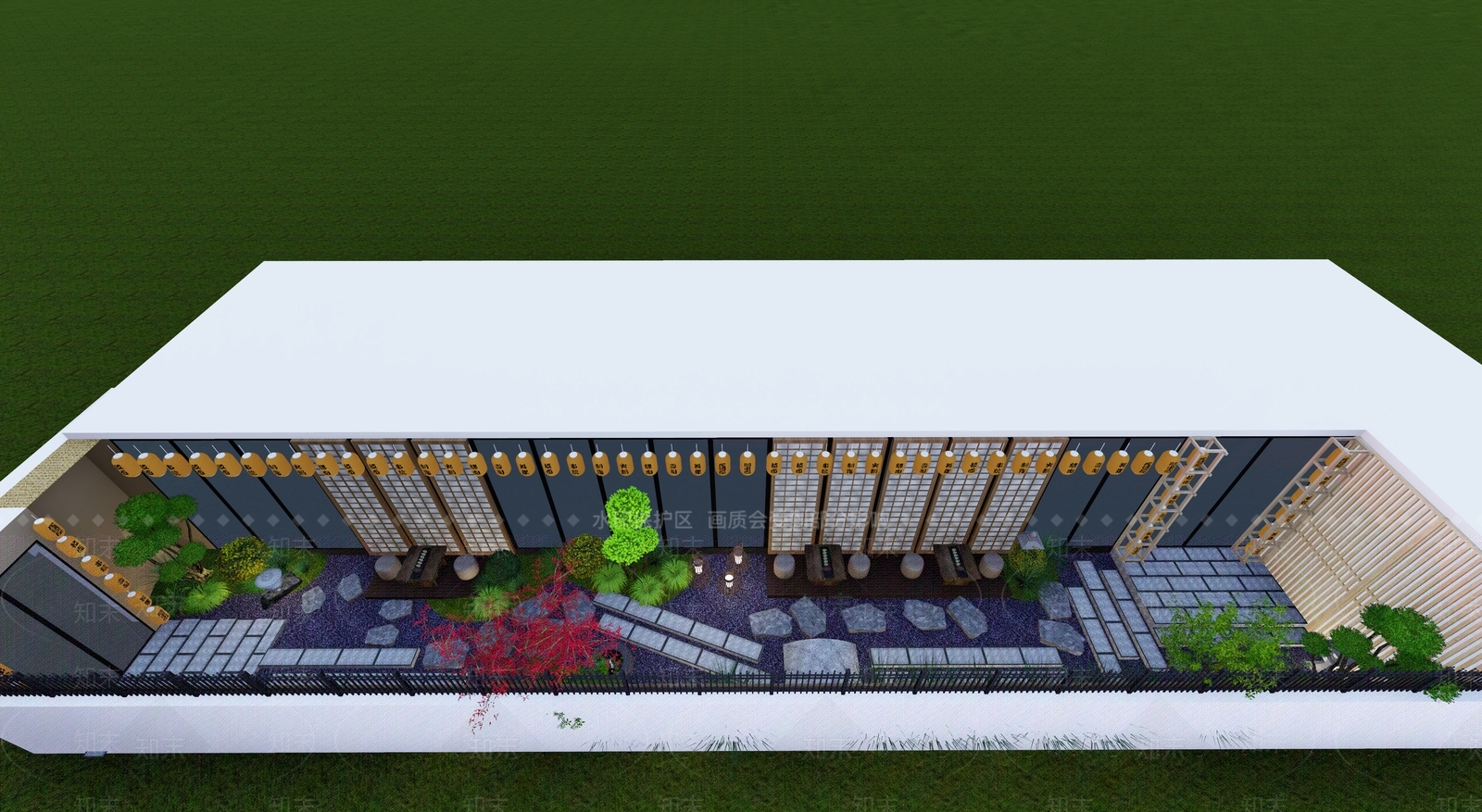 日式禅意屋顶花园SU模型下载【ID:1200372627】