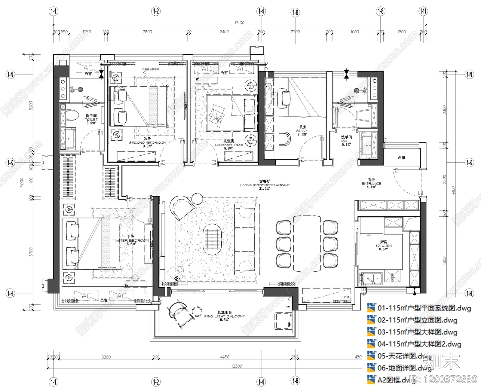 样板间施工图下载【ID:1200372839】