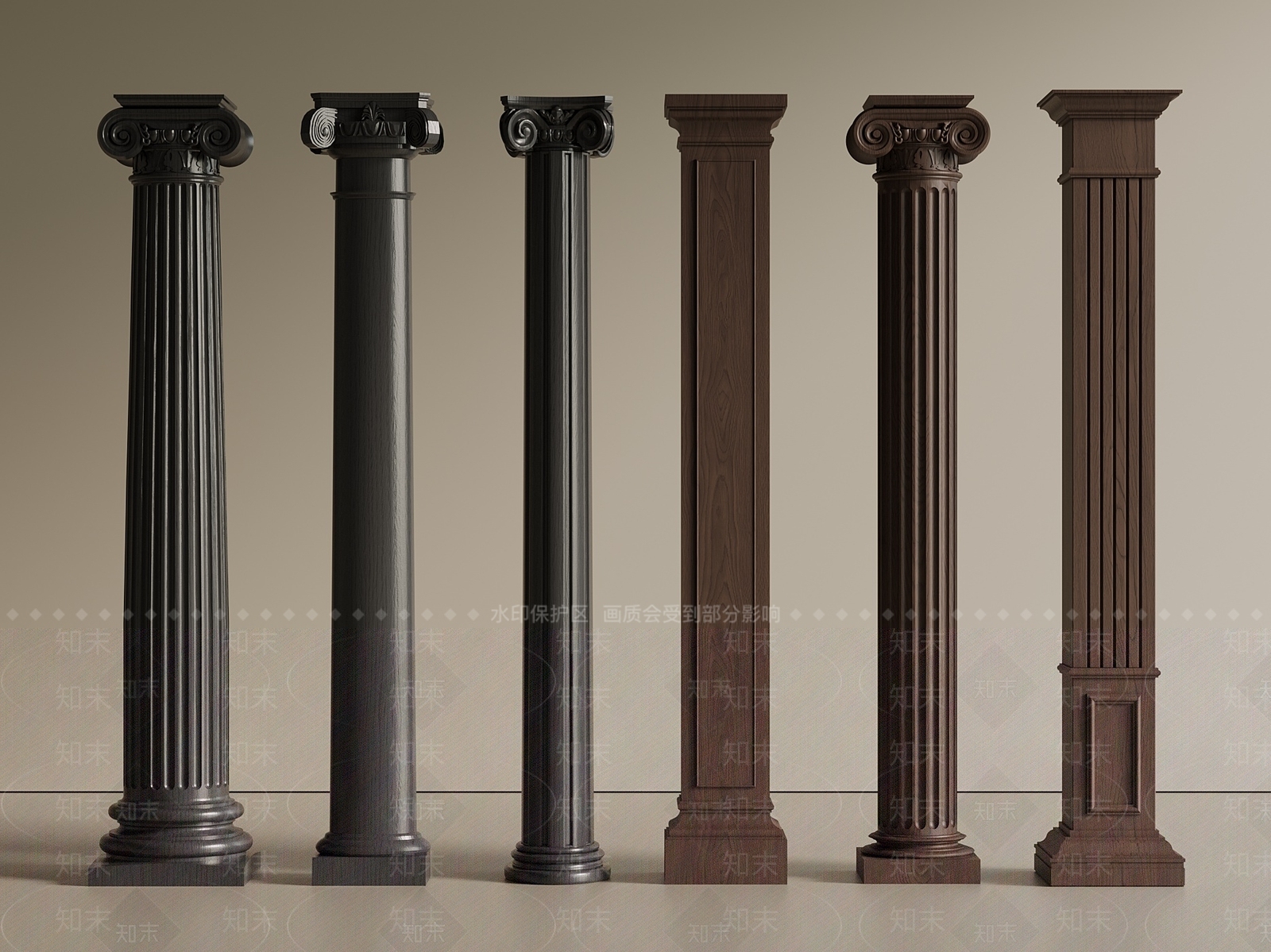 法式意式柱子SU模型下载【ID:1200373856】