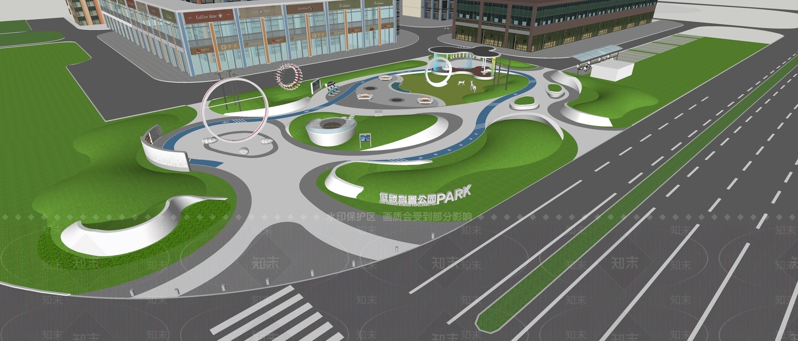 现代广场景观SU模型下载【ID:1200375674】