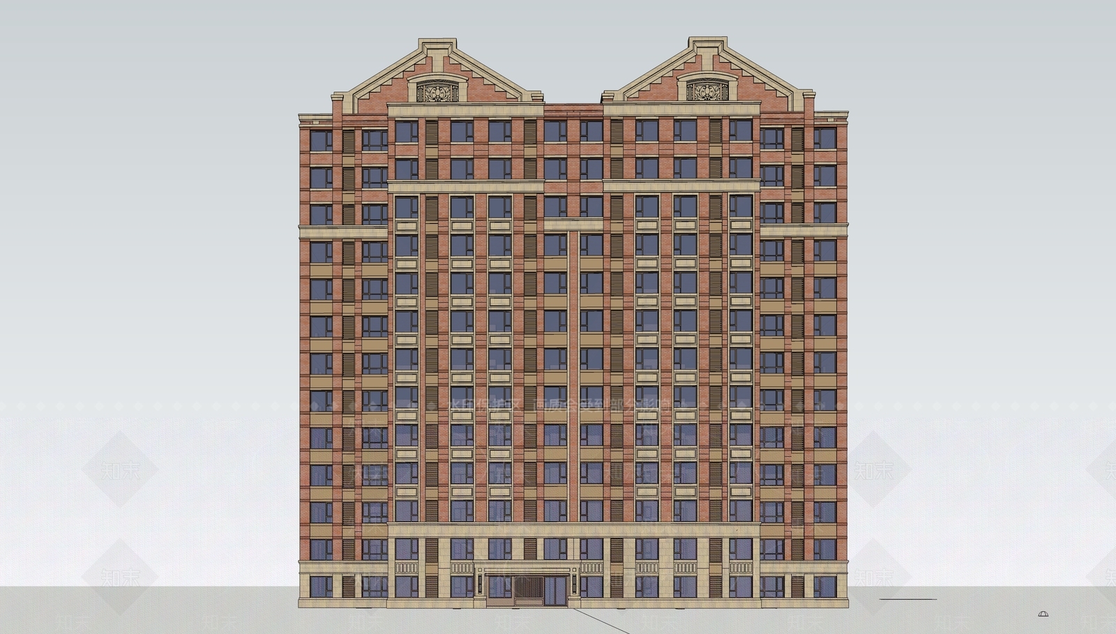 欧式高层住宅SU模型下载【ID:1200381305】