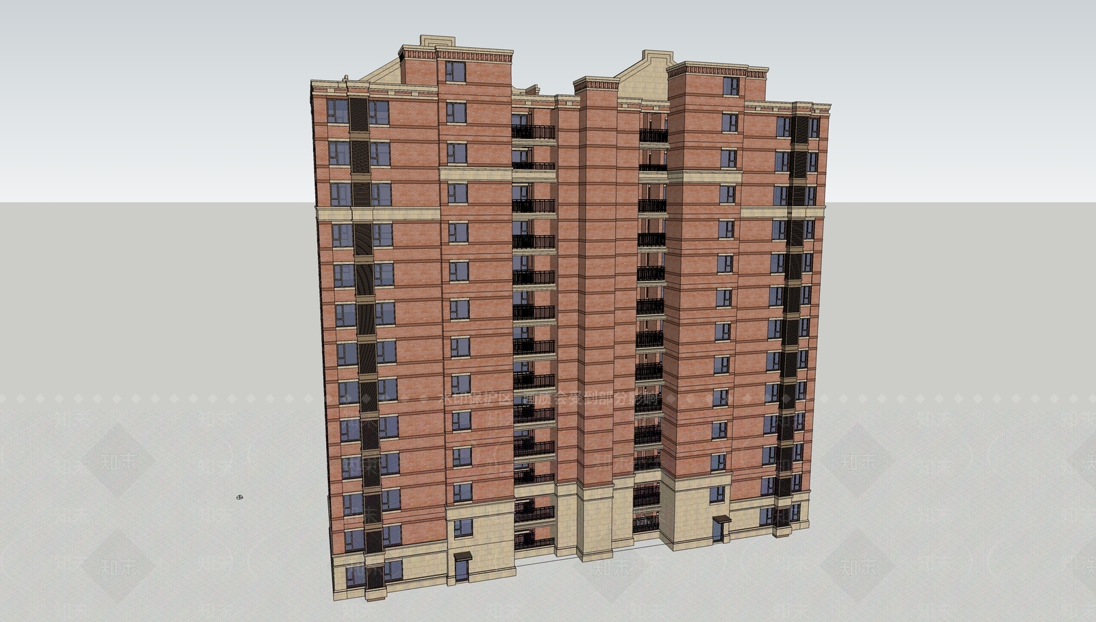 欧式高层住宅SU模型下载【ID:1200381305】