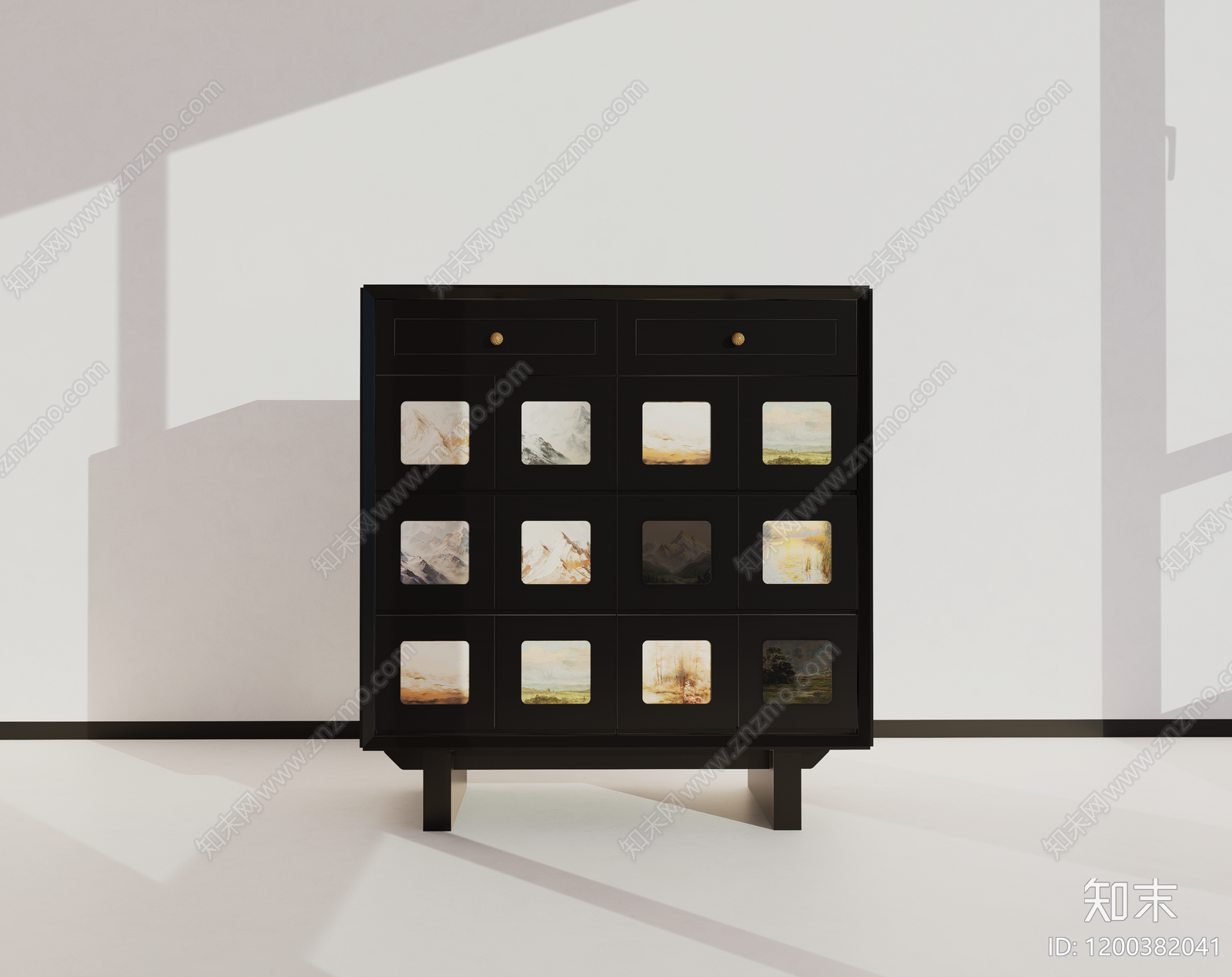 中式复古储物柜SU模型下载【ID:1200382041】