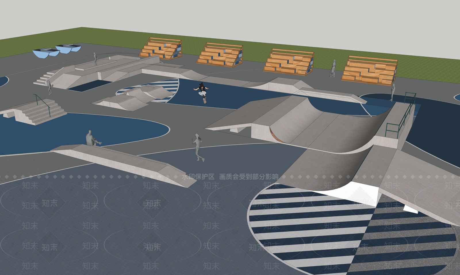 现代景观公园SU模型下载【ID:1200385098】
