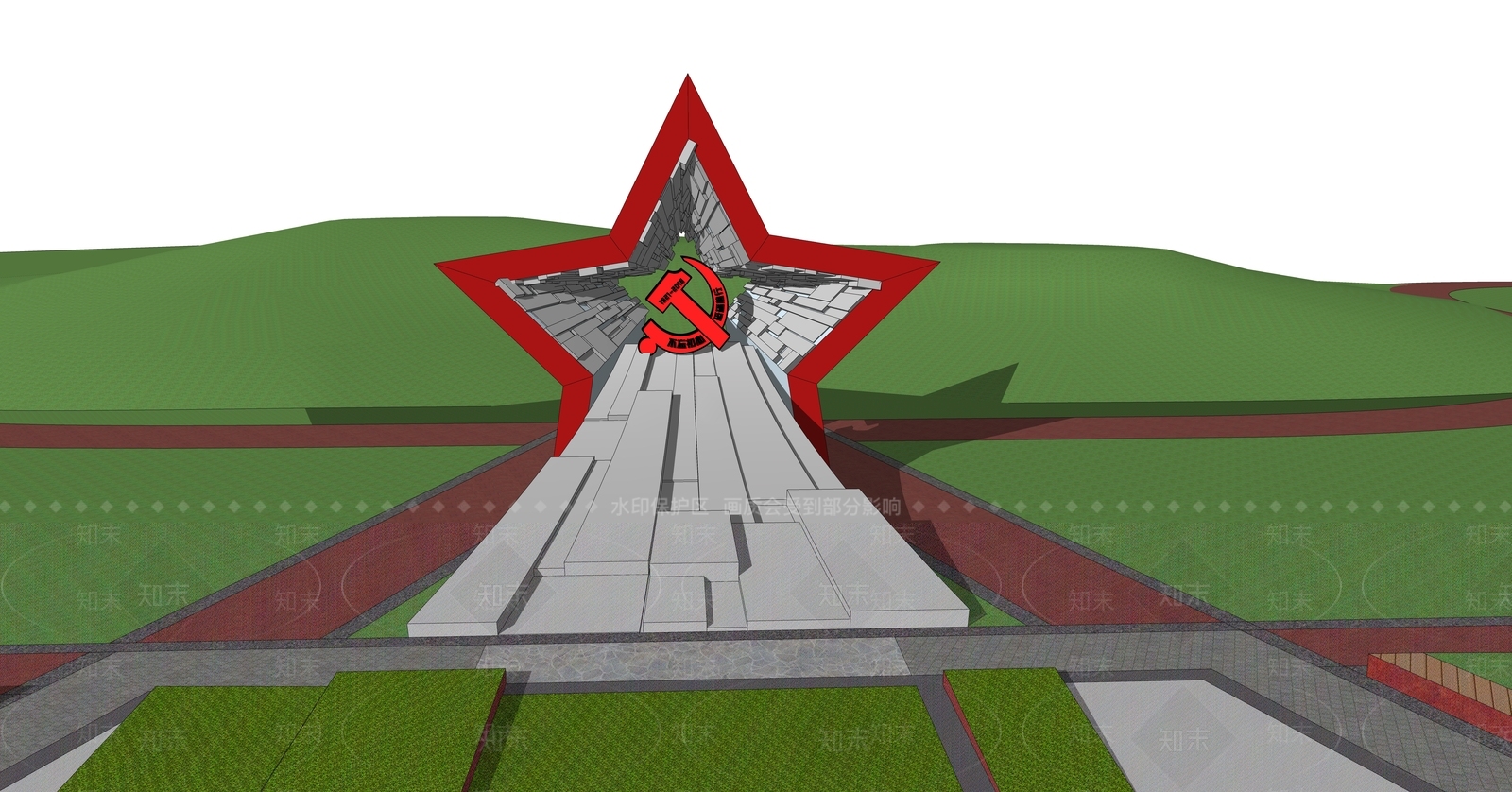现代景观公园SU模型下载【ID:1200385165】