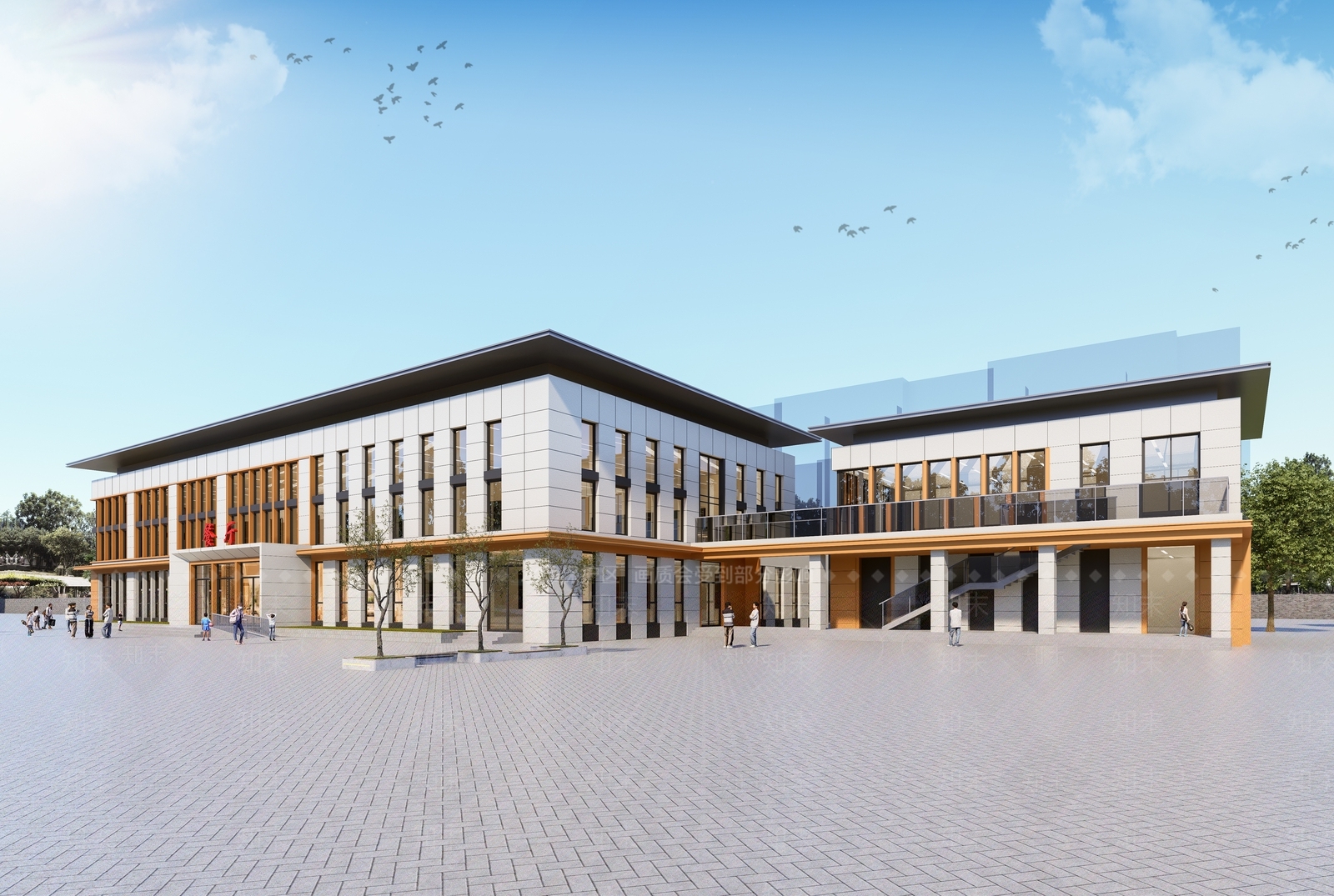 现代学校建筑SU模型下载【ID:1200386972】