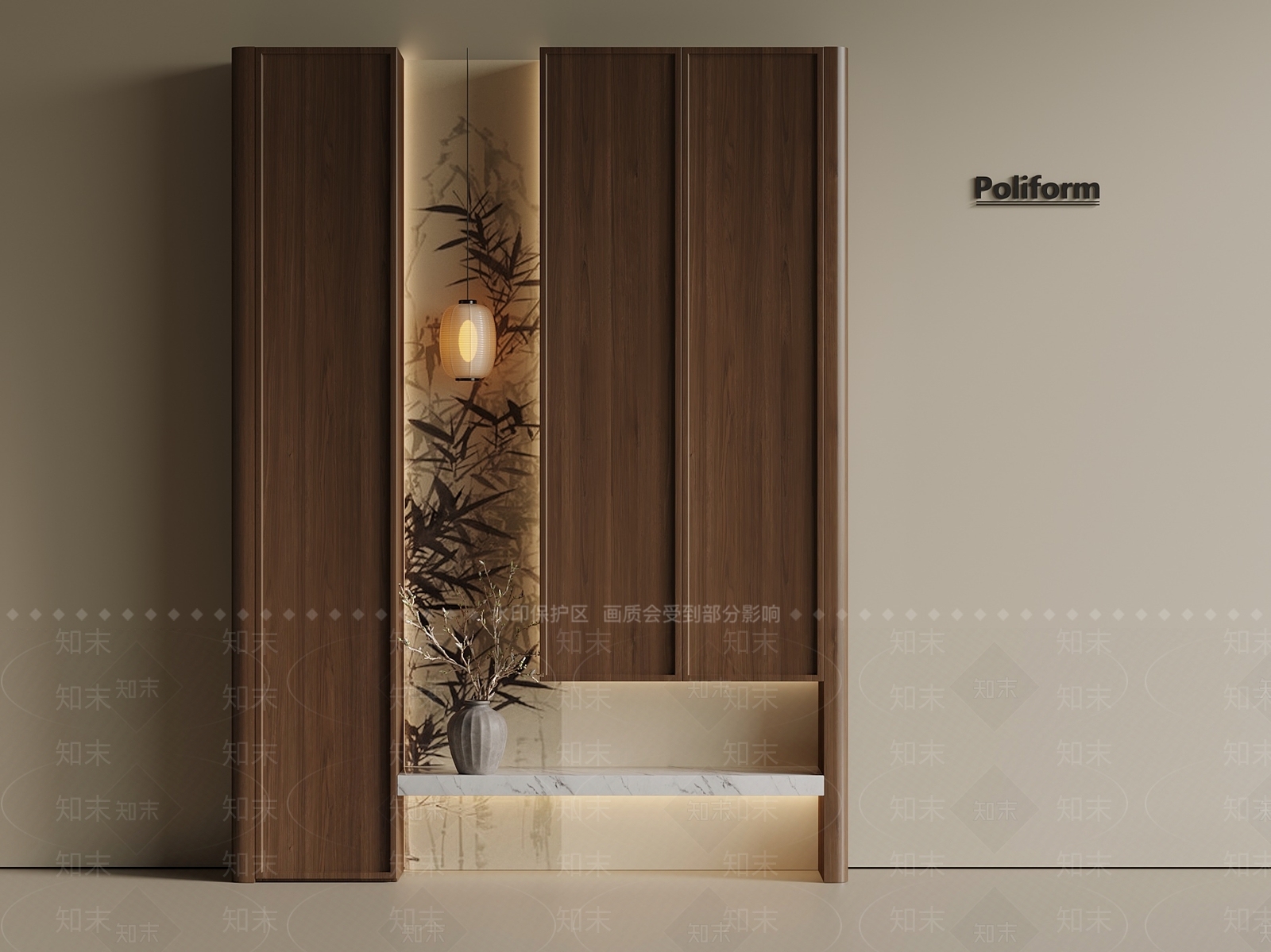 新中式中古玄关柜SU模型下载【ID:1200386635】